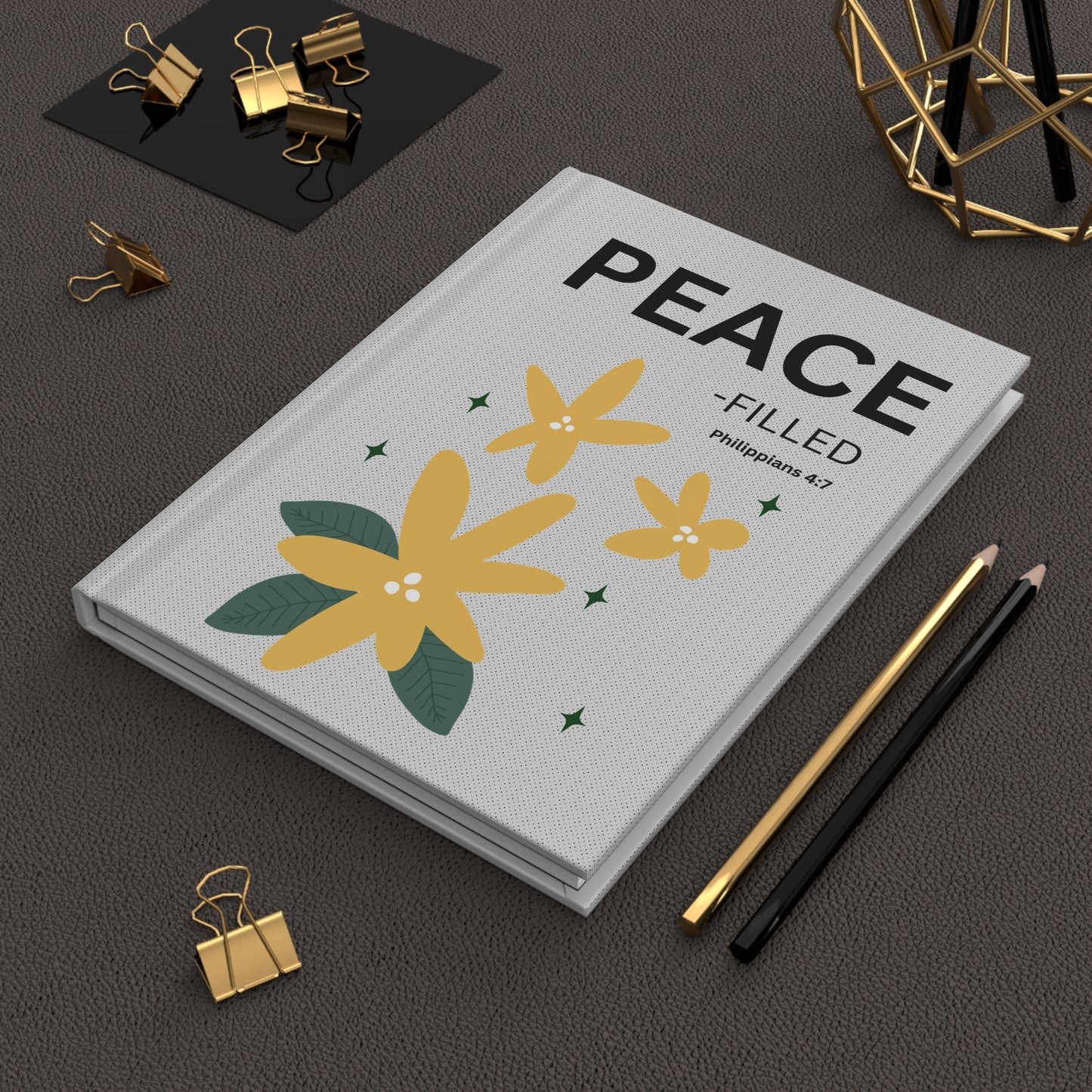 Peace - filled  Philippians 4:7 Hardcover Journal — Christian Inspirational Notebook, religious gift