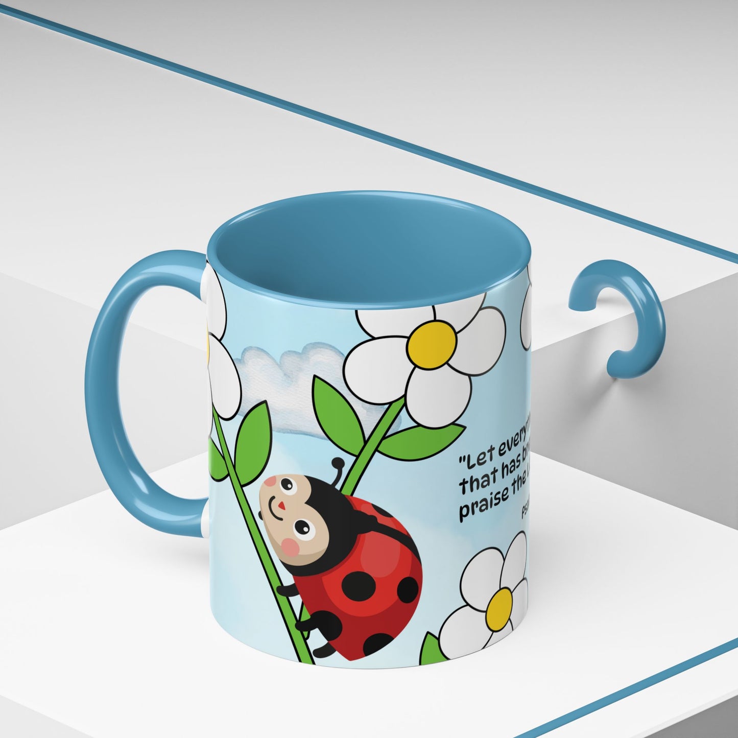 Ladybug Coffee Mug — Christian Ceramic Mug (Psalm 150:6)