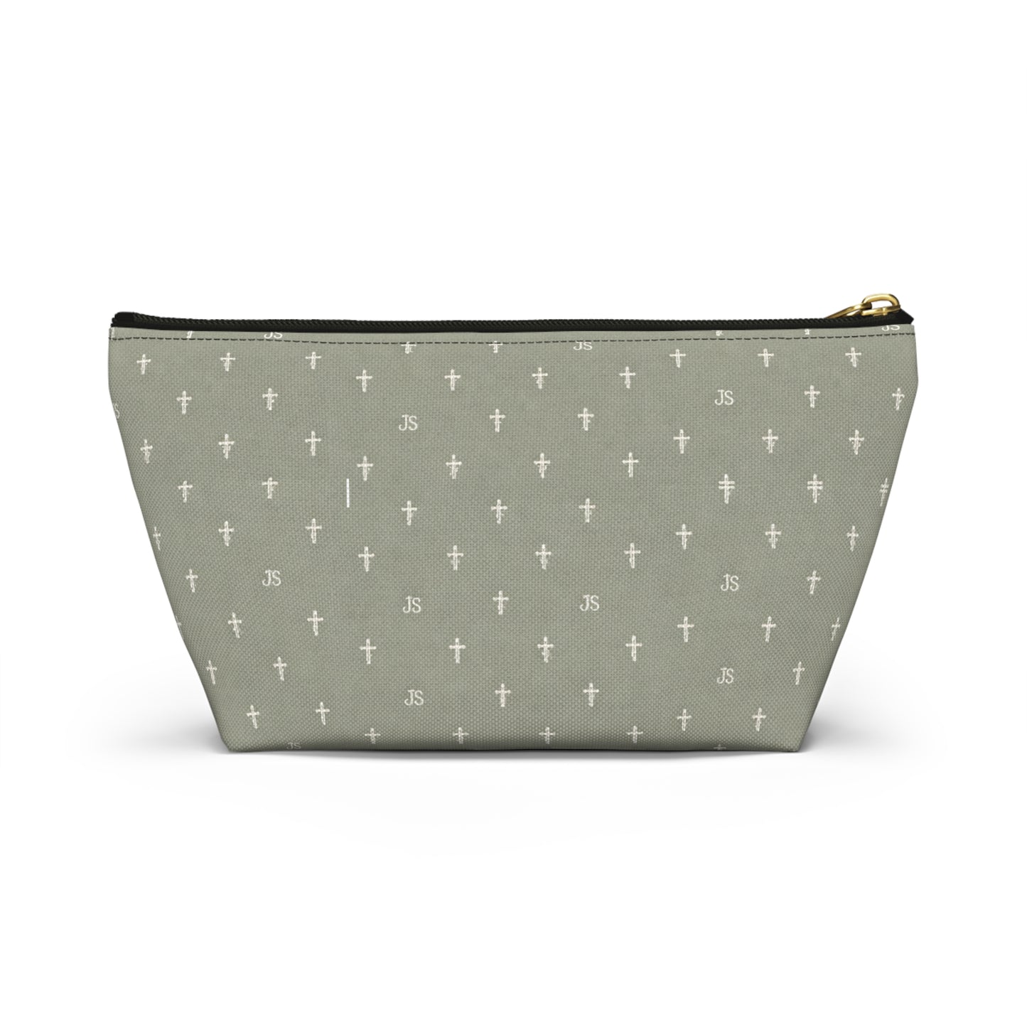 Joyfully Saved Cross Pattern Accessory Pouch — Christian Makeup & Travel T-Bottom Bag