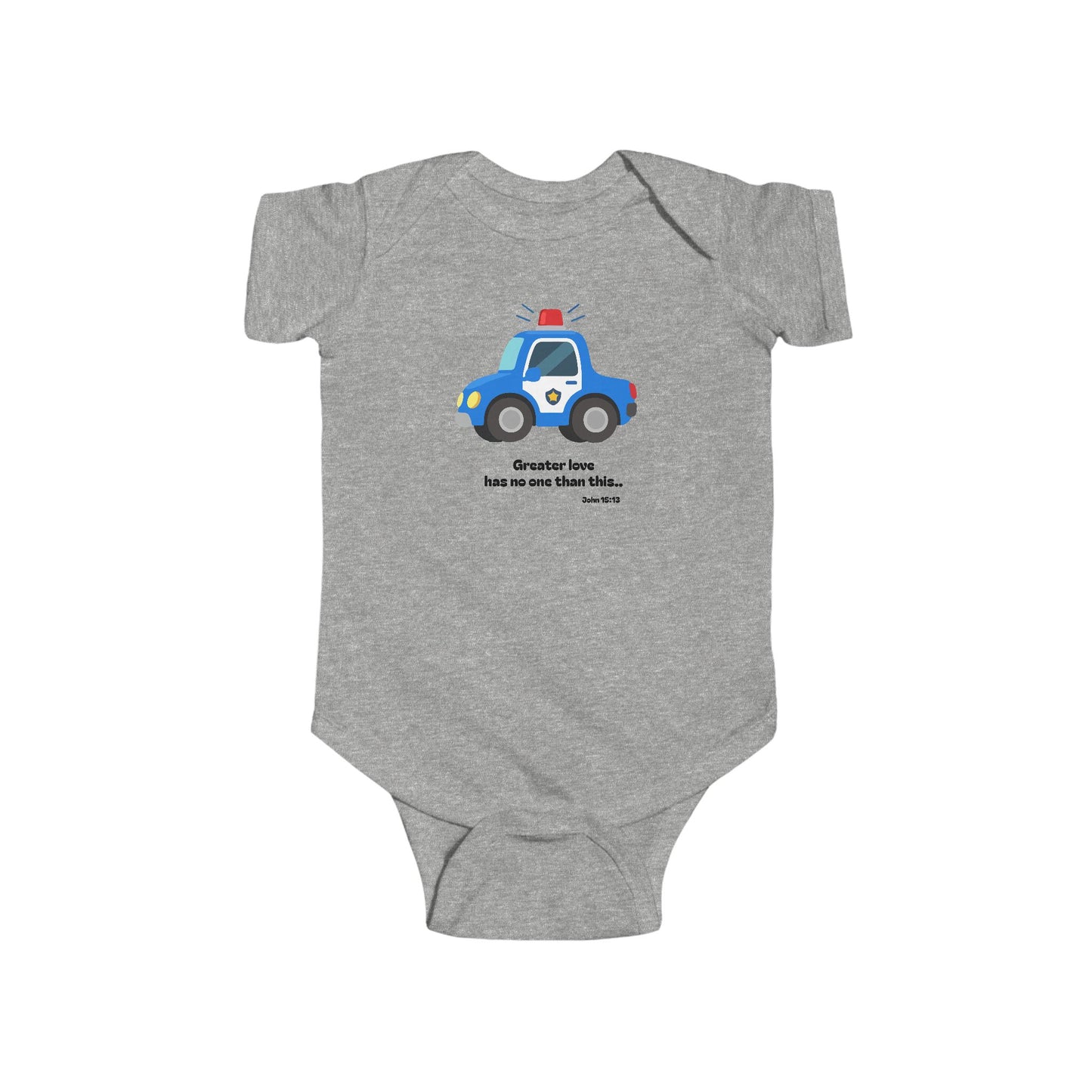 Christian Infant Bodysuit - Police Car Baby Onesie (John 15:13)