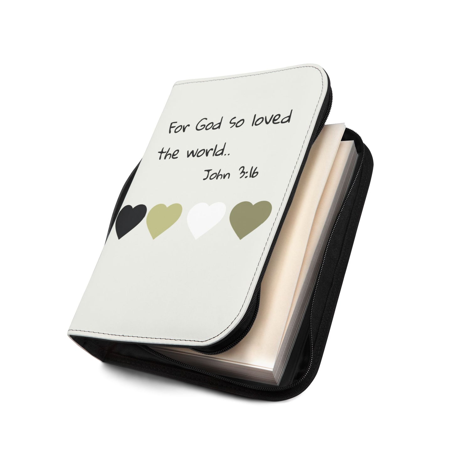 Bible Cover — "For God so loved the world... John 3:16" Heart Design