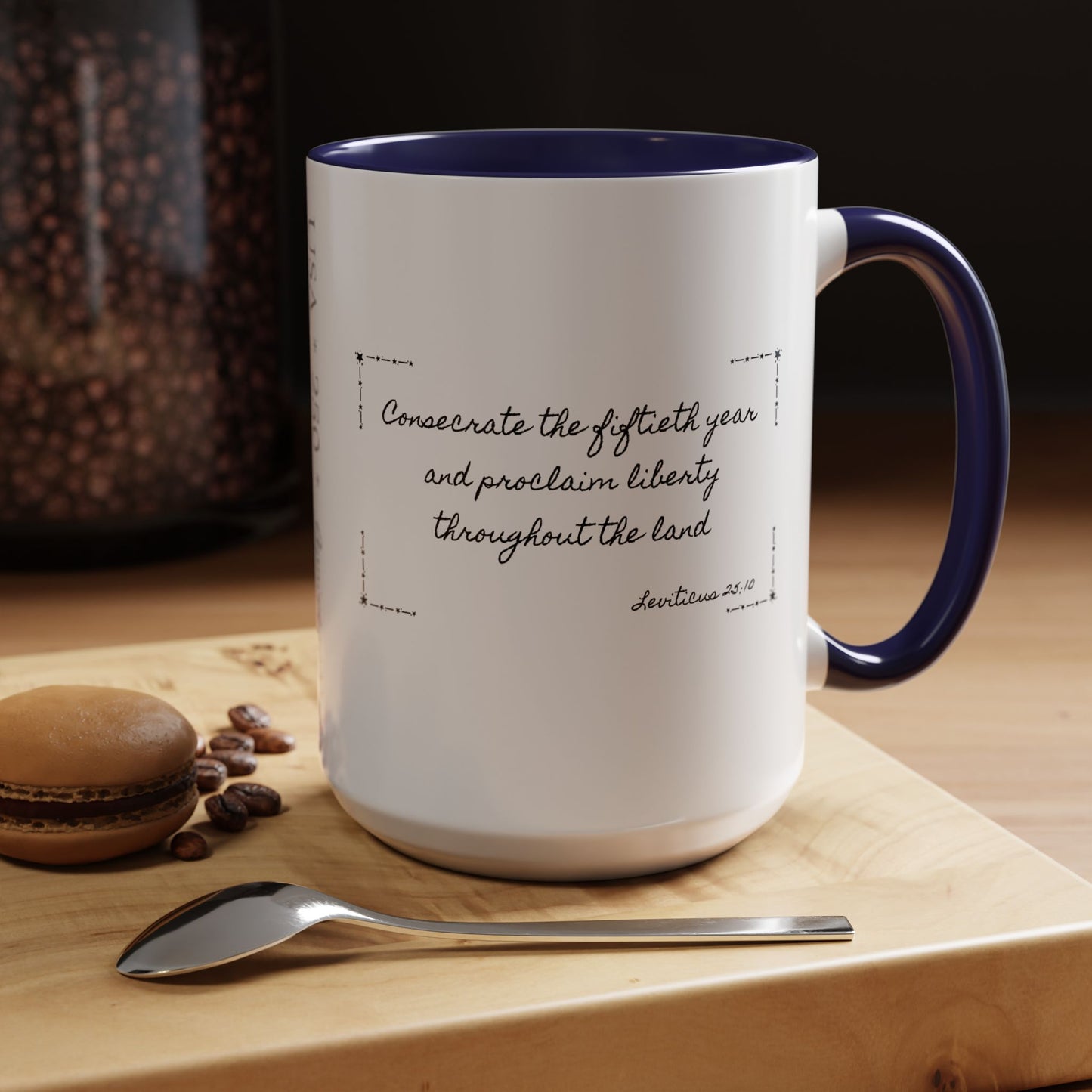 Accent Coffee Mug —  Scripture Patriotic 250th USA Anniversary (Leviticus 25:10)