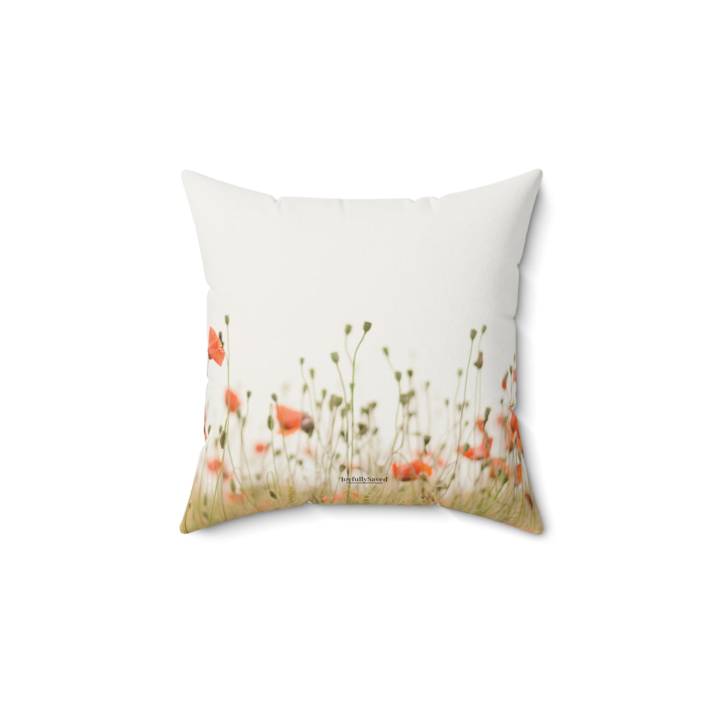 Proverbs 31:25 Mothers Pillow — Orange Wildflower Field Scripture Throw Pillow