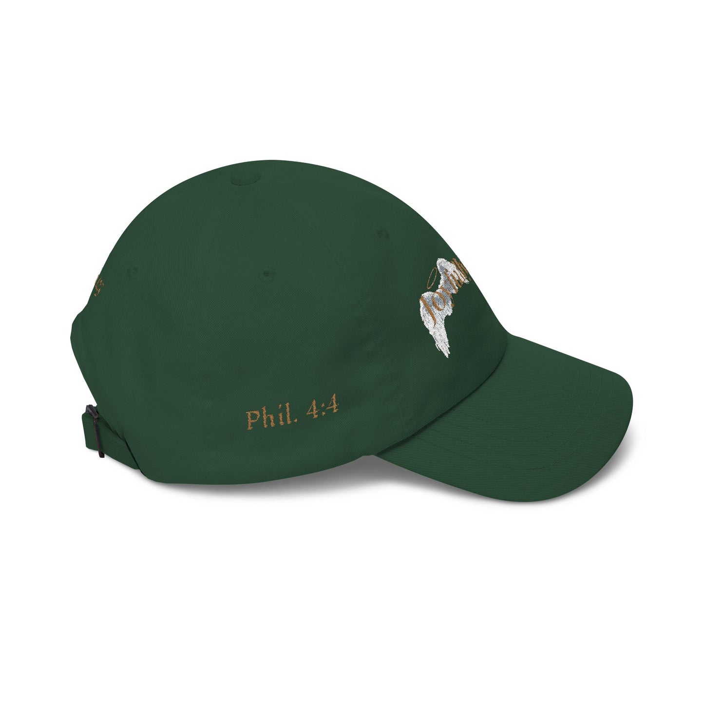 Joyfully Saved "dad" Cap, Logo with verses — Embroidered Hat, Gold text