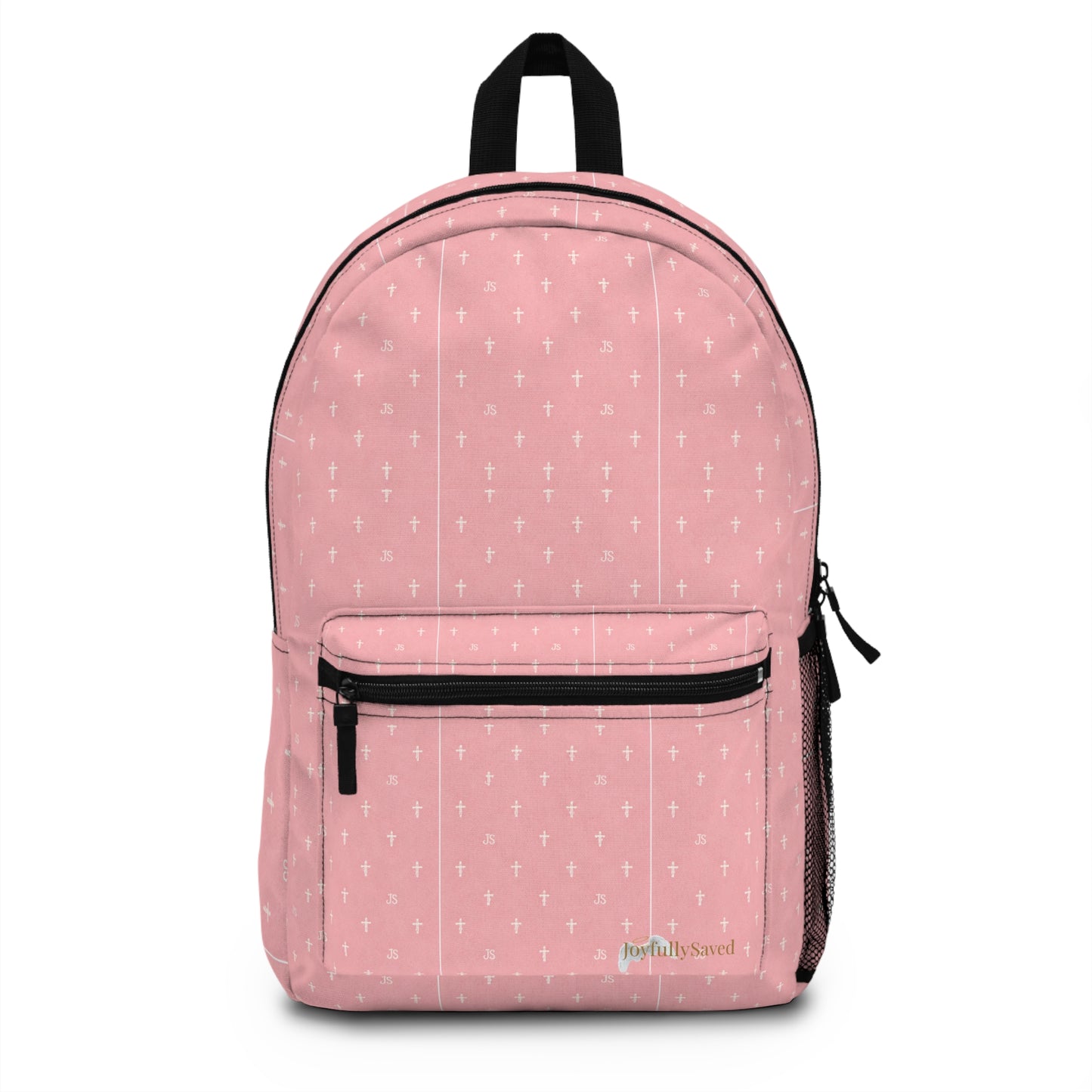 Joyfully Saved Cross Backpack — Pink, Christian School Bag