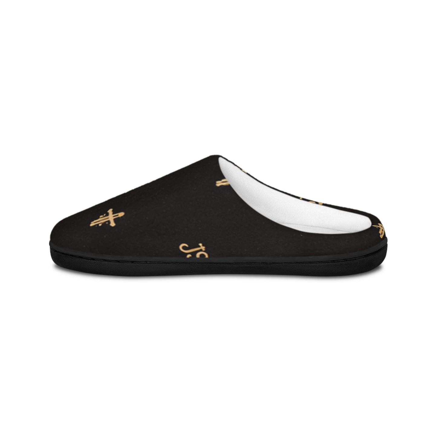 Christian Cross Pattern Women's Indoor Slippers — Signature JC Black Design