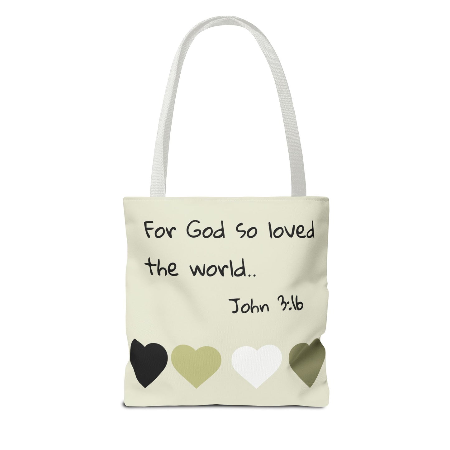 John 3:16 Scripture Tote Bag — "For God so loved the world" Religious Canvas Tote