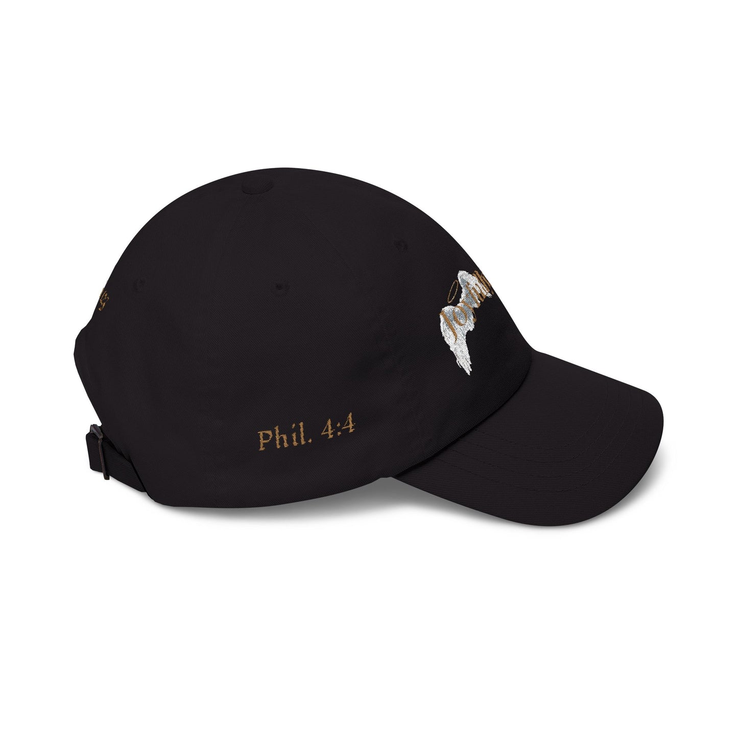 Joyfully Saved "dad" Cap, Logo with verses — Embroidered Hat, Gold text