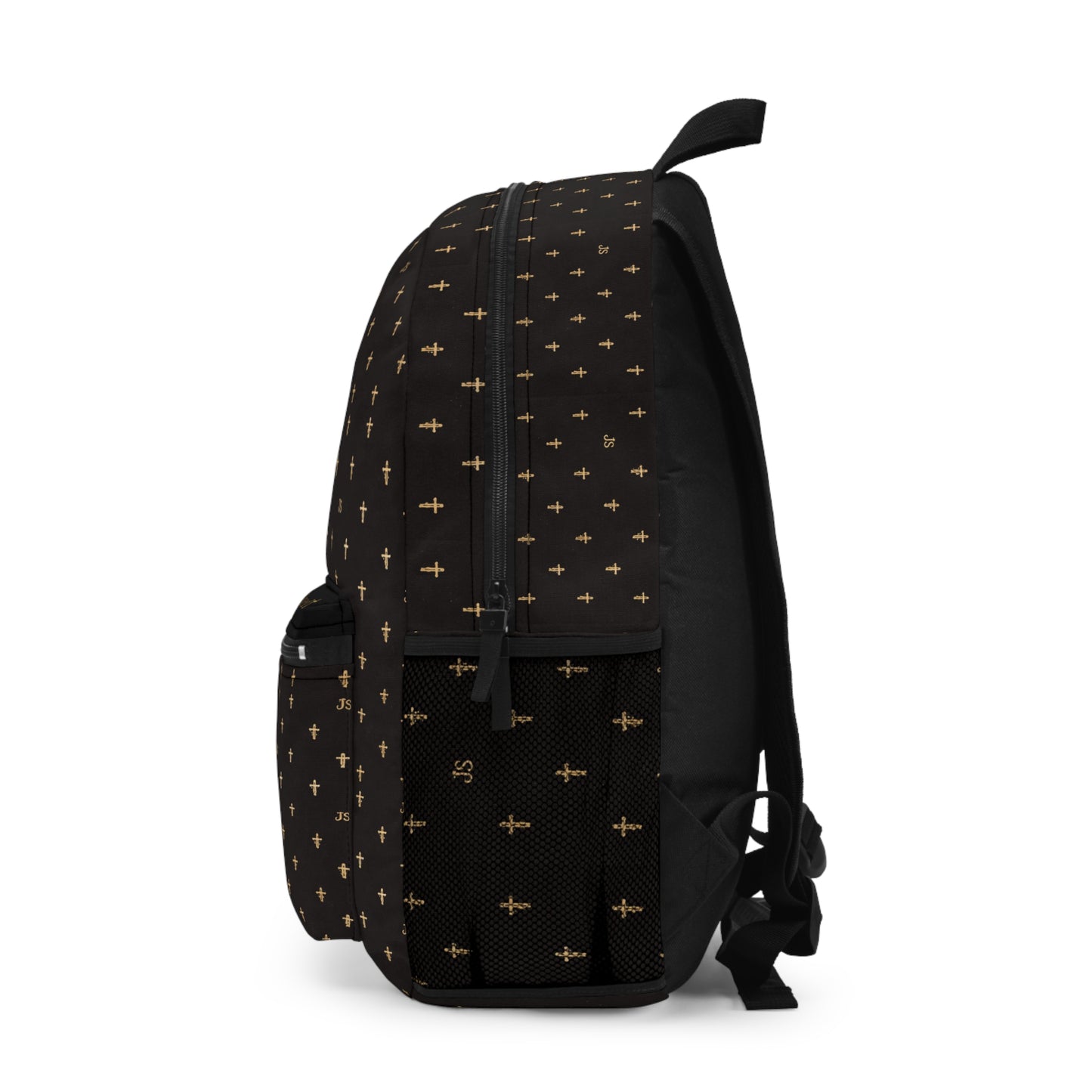 Joyfully Saved Floral Cross Backpack — Black Christian School Bag
