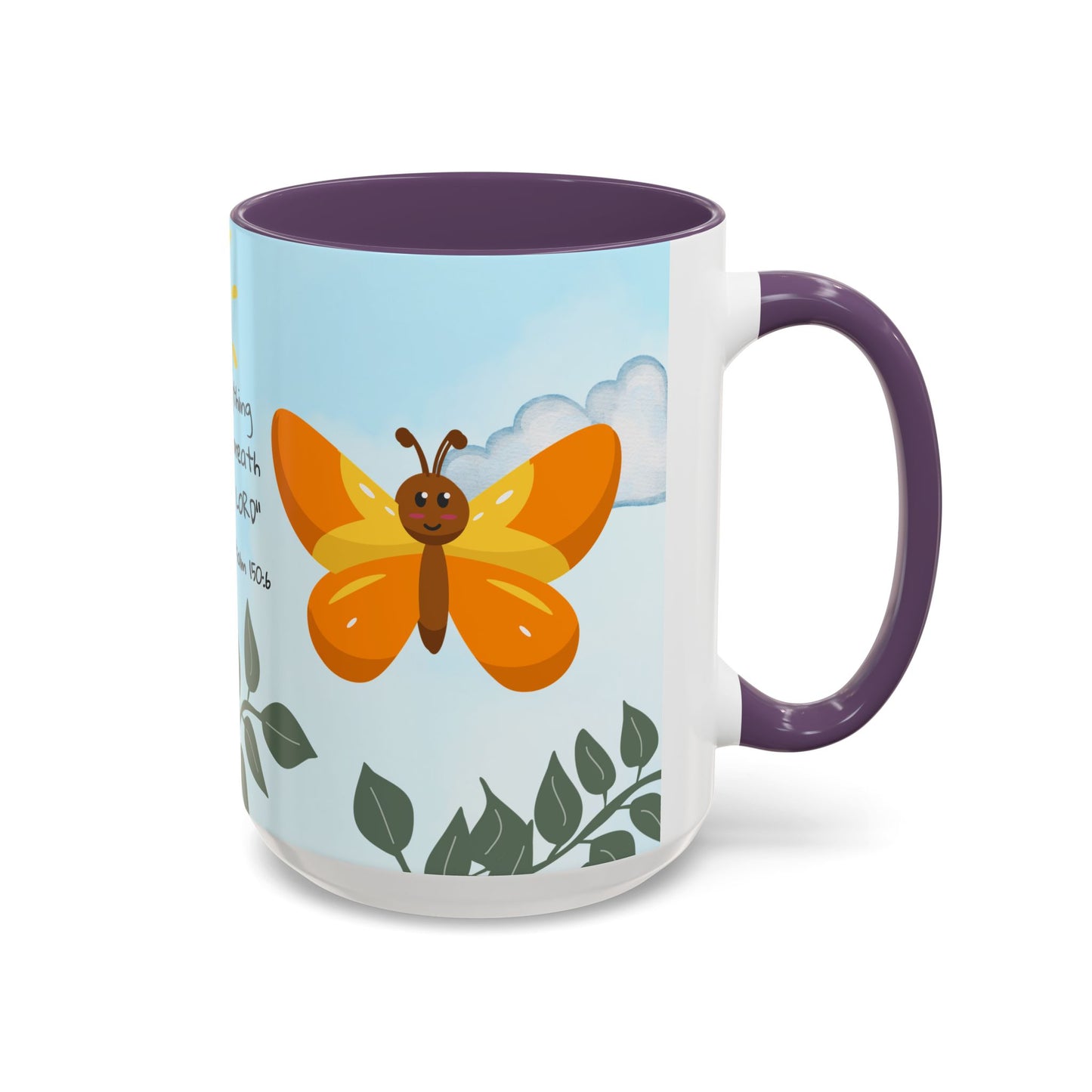 Butterfly Coffee Mug — Christian Ceramic Mug (Psalm 150:6)