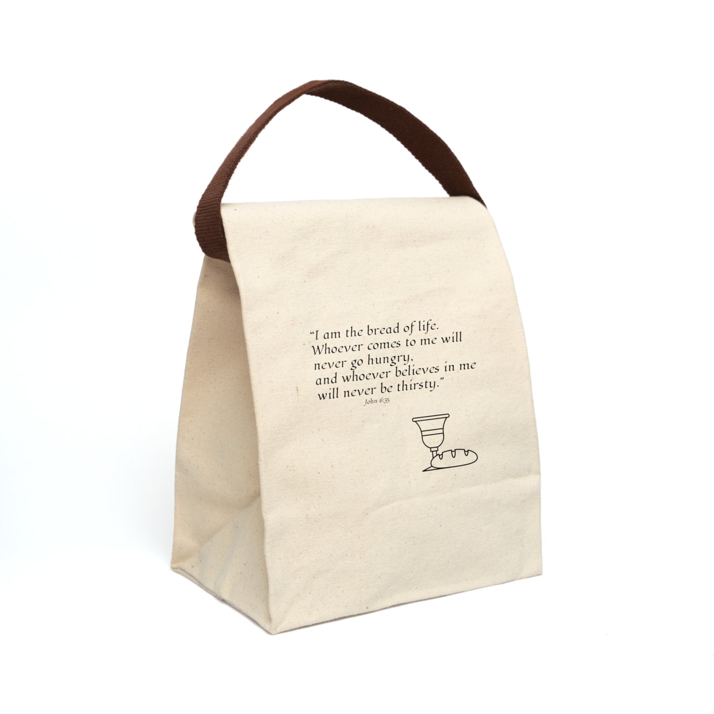 "Bread of life"  Lunch Bag with Strap — John 6:35 Reusable Insulated Lunch Tote