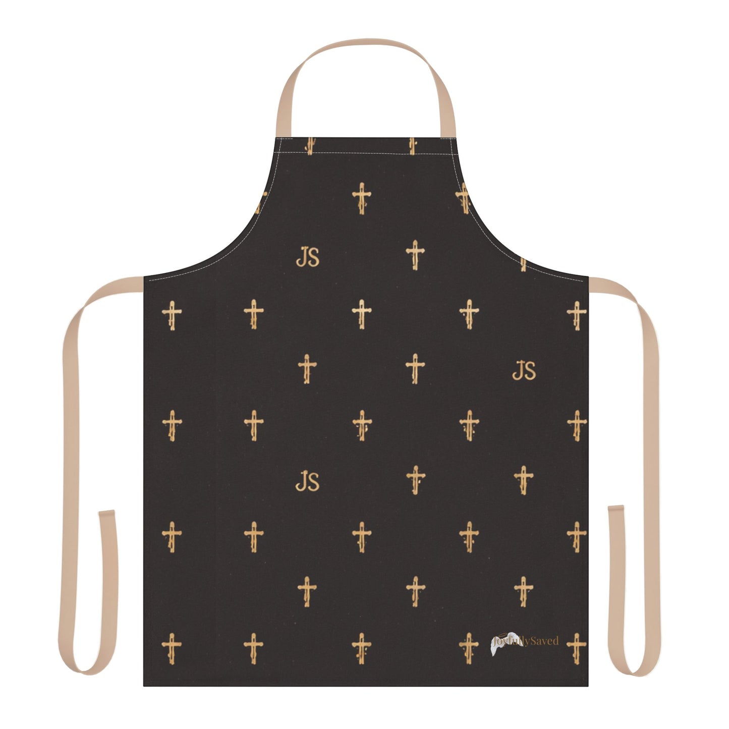 Christian Cross Black Apron — large print, Faith Kitchen Apron
