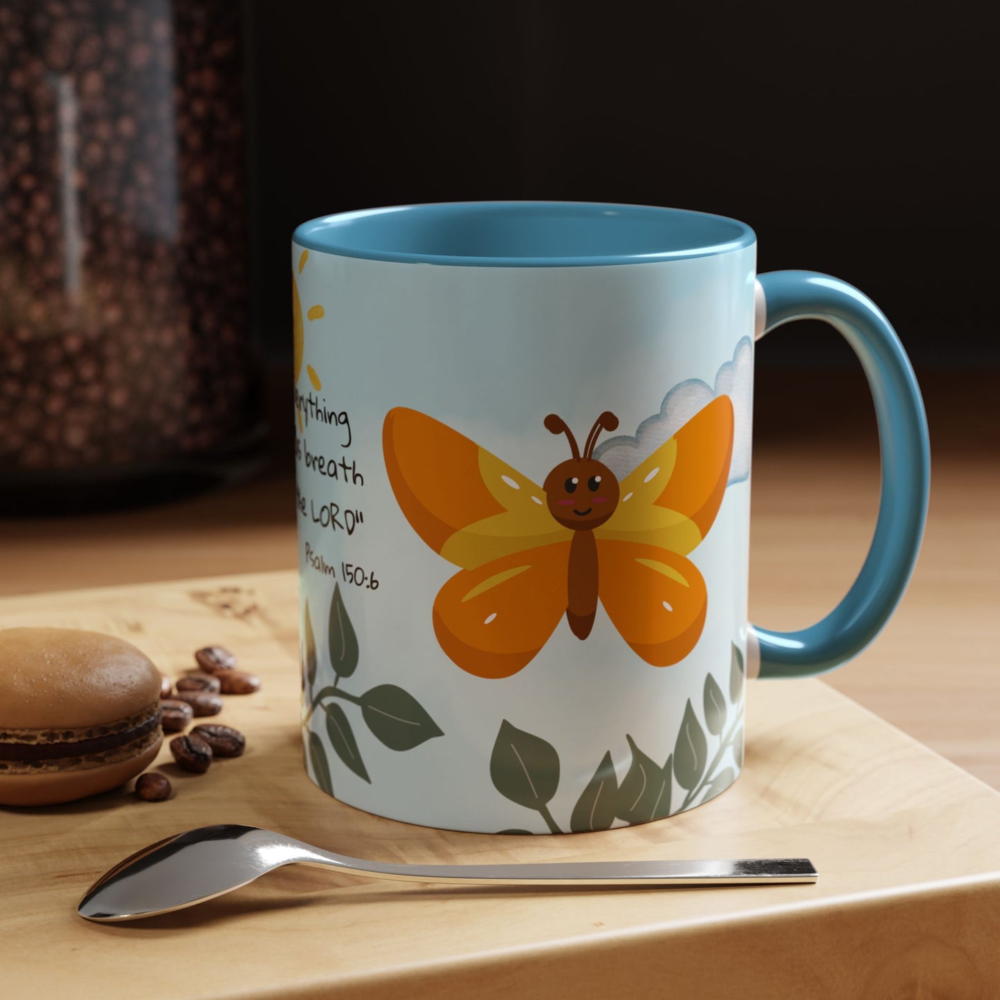 Butterfly Coffee Mug — Christian Ceramic Mug (Psalm 150:6)