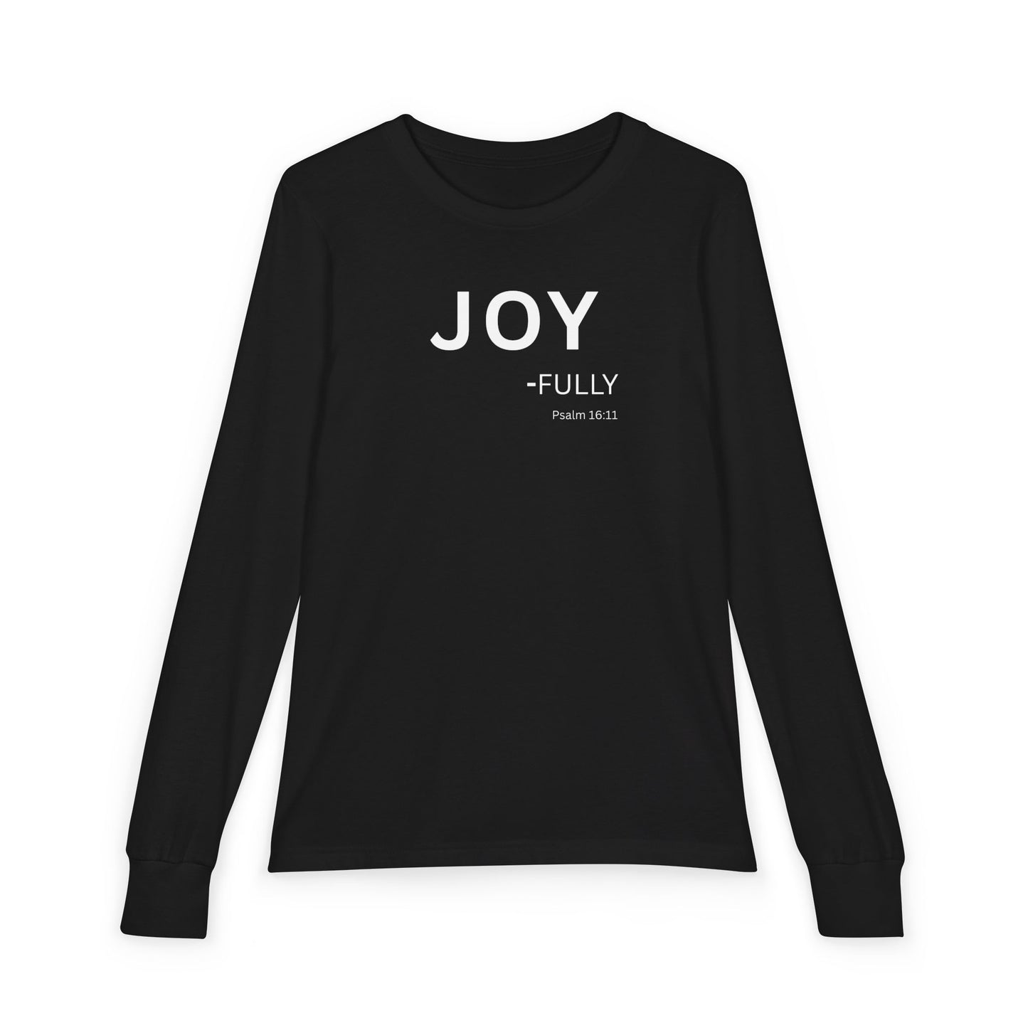 Joy-fully Psalm 16:11 Youth Jersey Long Sleeve Tee | Christian youth Shirt