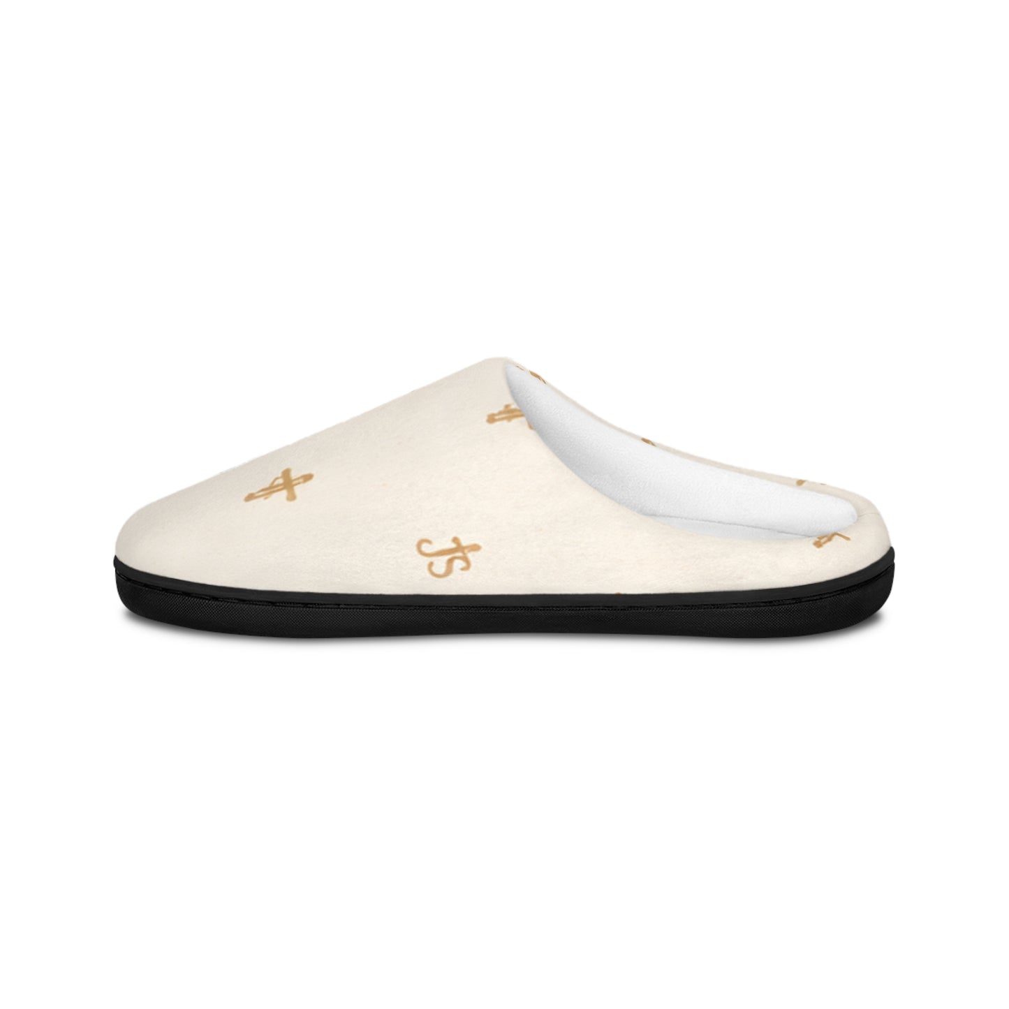 Christian Cross Pattern Women's Indoor Slippers — Signature JC Cream Design