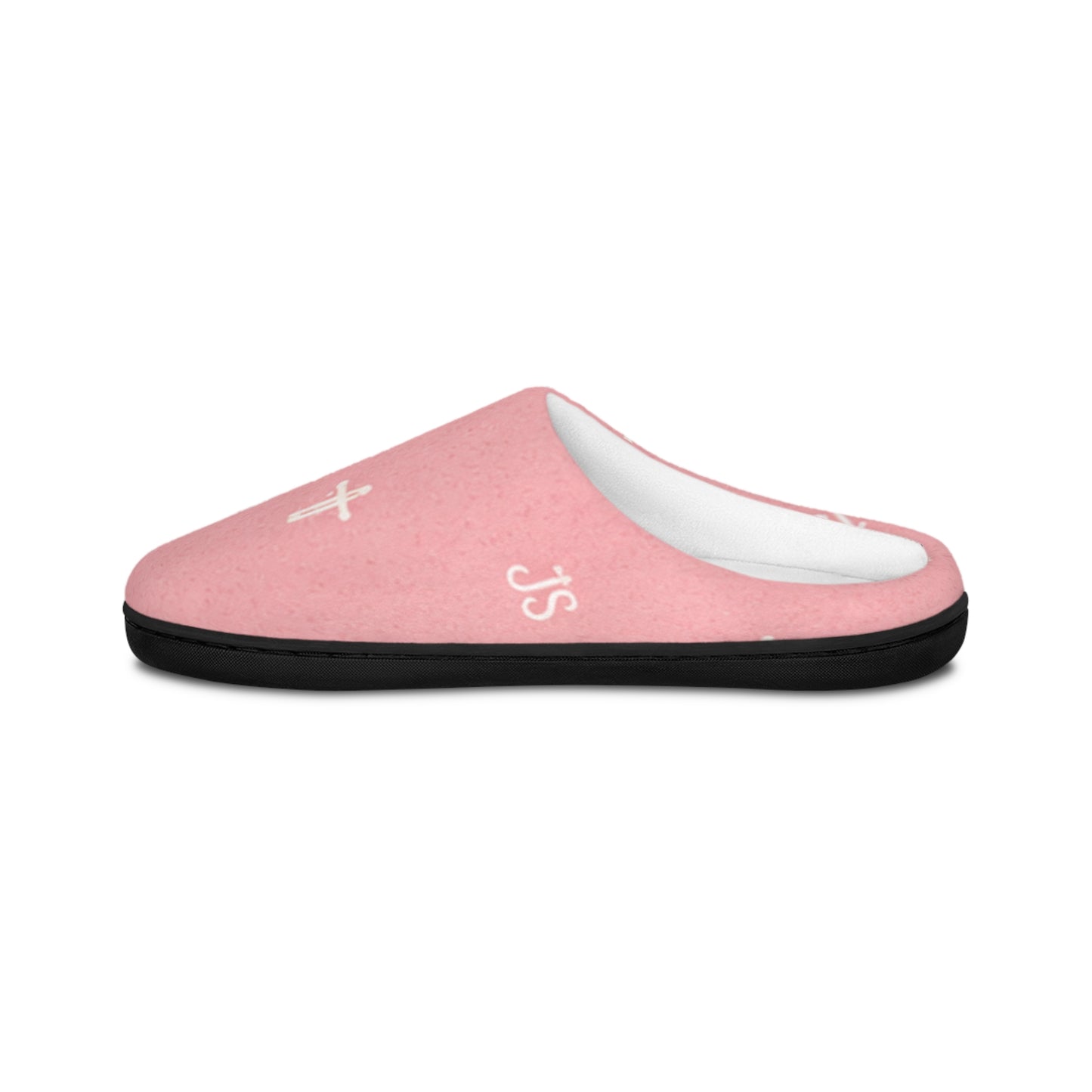 Christian Cross Pattern Women's Indoor Slippers — Signature JC Pink Design