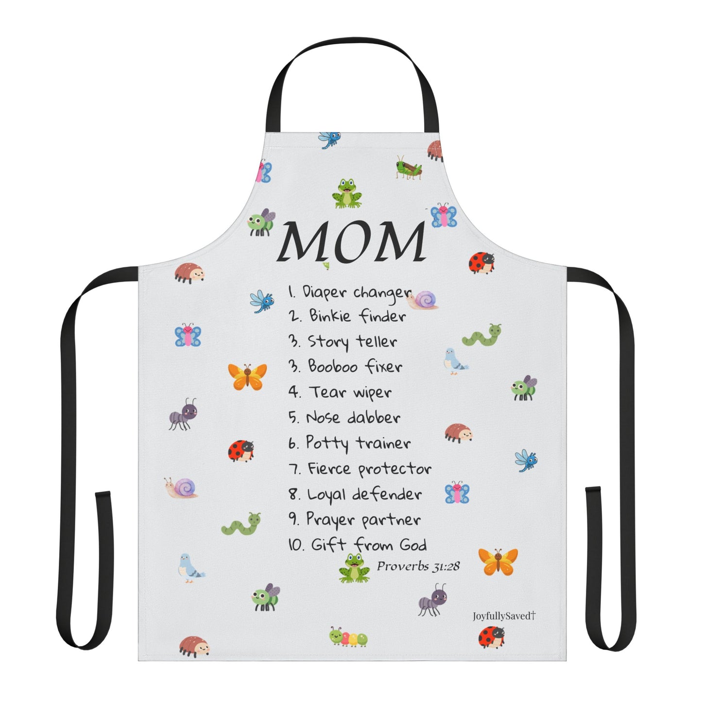 Mom Garden Bugs Apron — Christian Gift with Proverbs Scripture