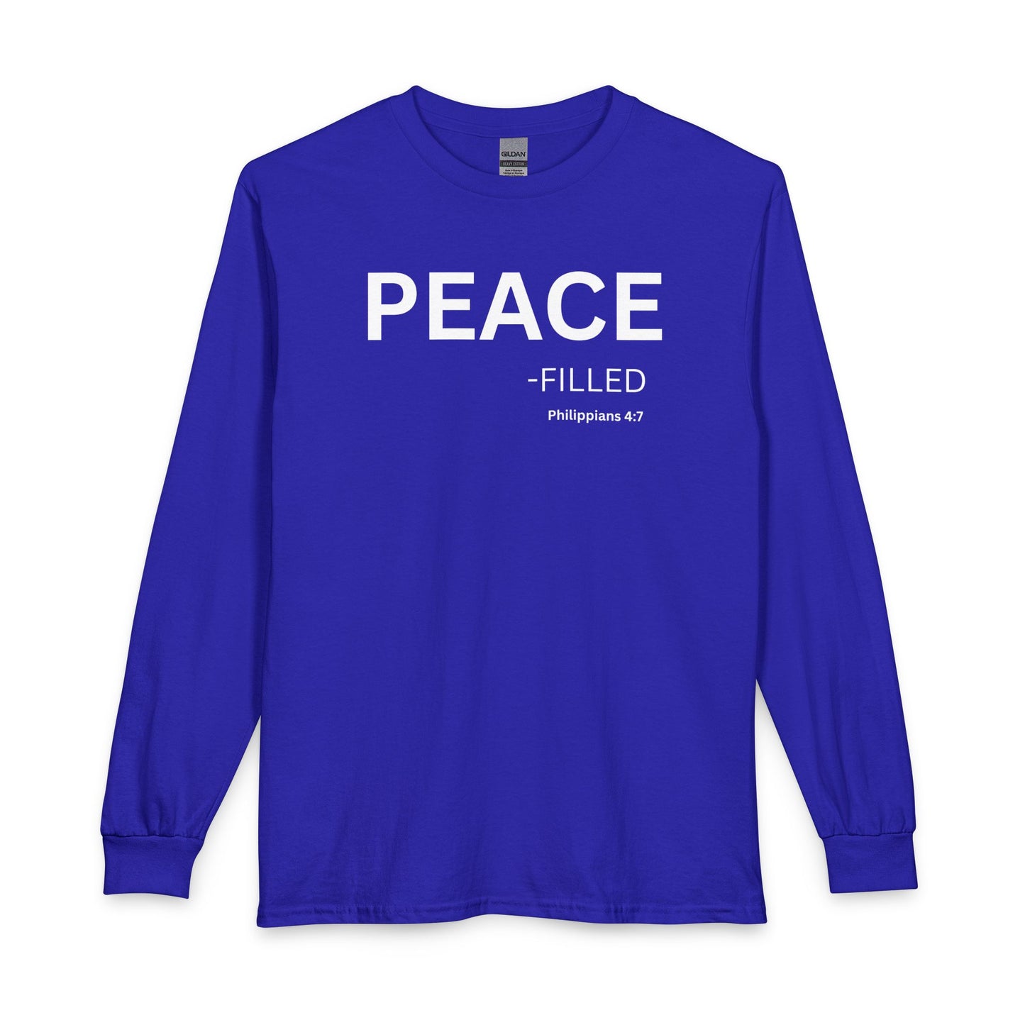 Peace-Filled Long Sleeve Tee – Christian Shirt (Philippians 4:7)