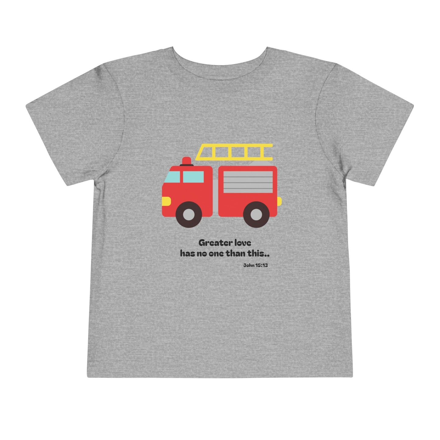 Christian Toddler Tee — Fire Truck Graphic (John 15:13)