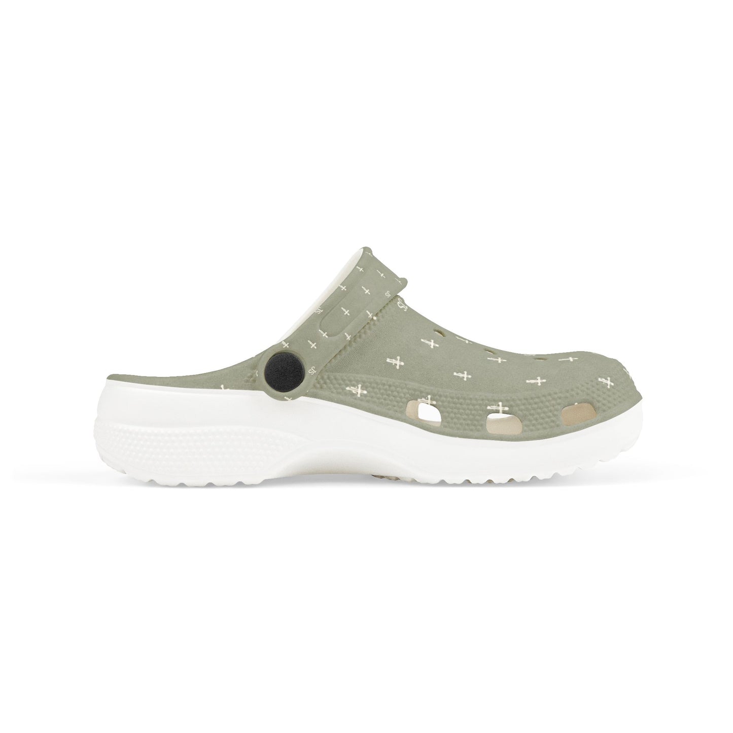 Kids EVA Foam Clogs  with Charms— Sage Cross Pattern Christian Slip-Ons