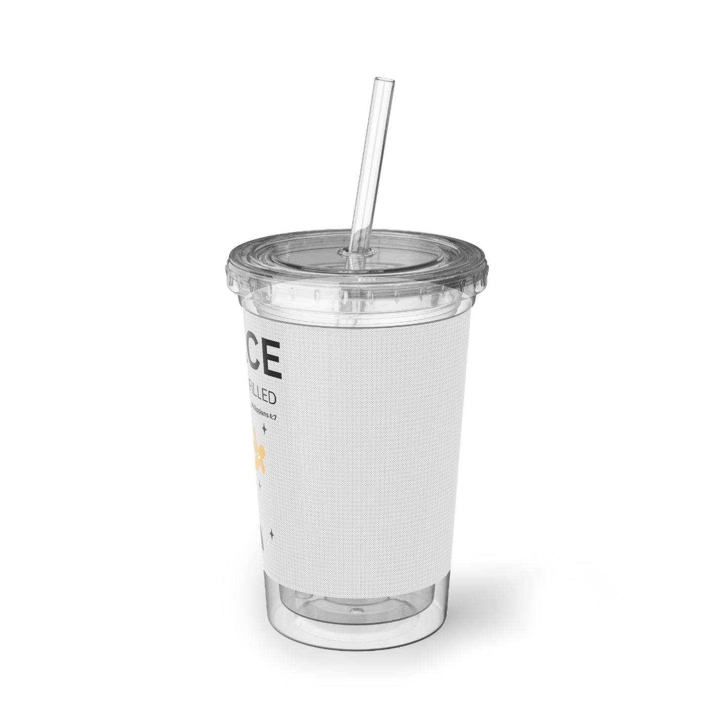 Peace-filled Acrylic Tumbler — Floral Faith Travel Cup (Philippians 4:7)