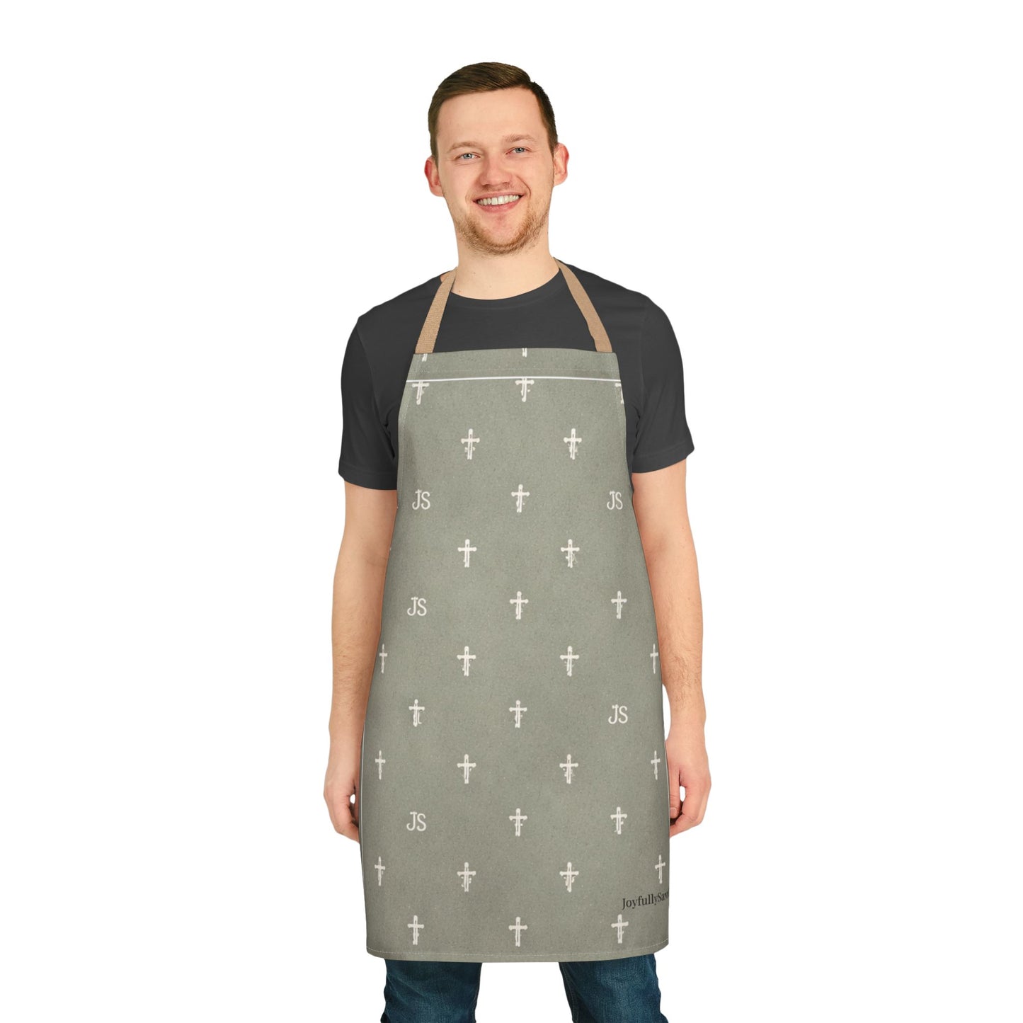 Christian Cross Sage Apron — large print, Faith Kitchen Apron