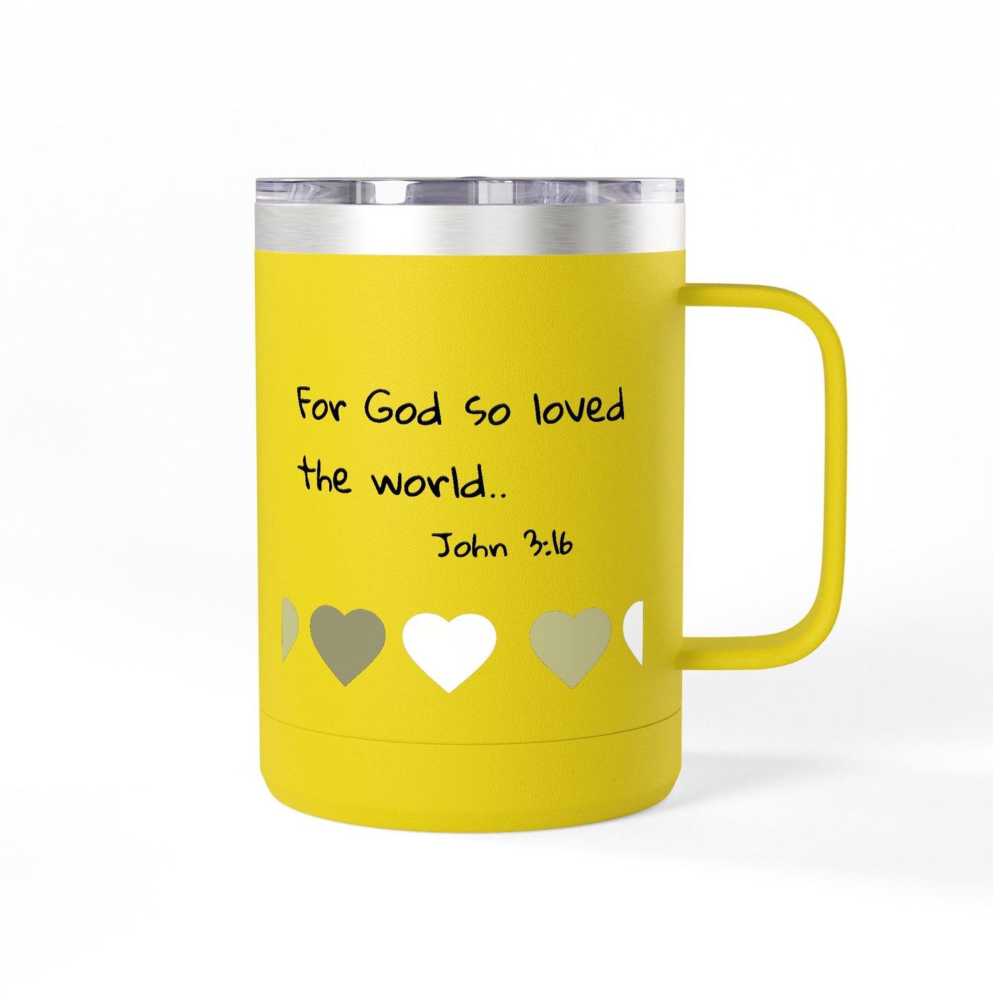 John 3:16 Heart Travel Mug — 15oz Christian Scripture Tumbler