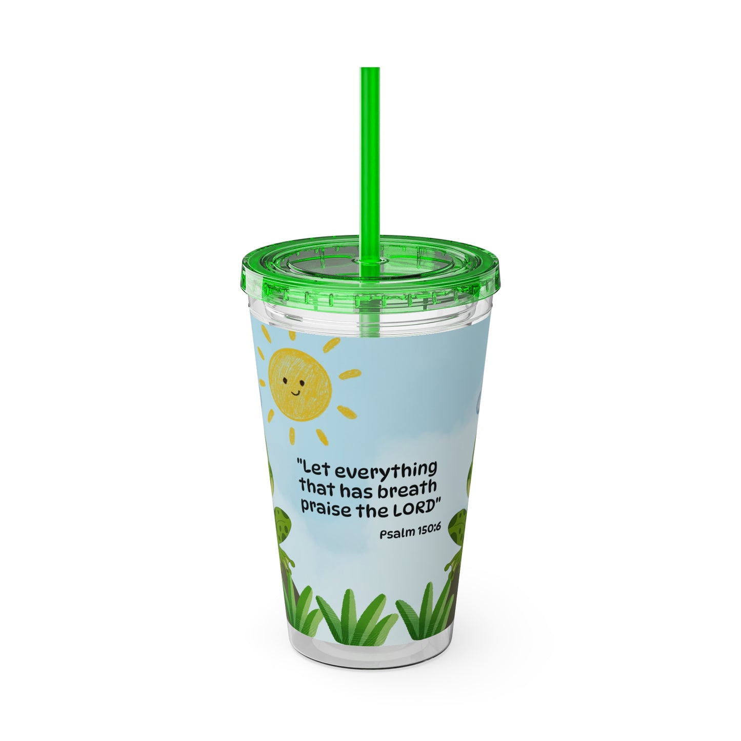 Frog 16oz Tumbler with Straw — Christian Cup (Psalm 150:6)