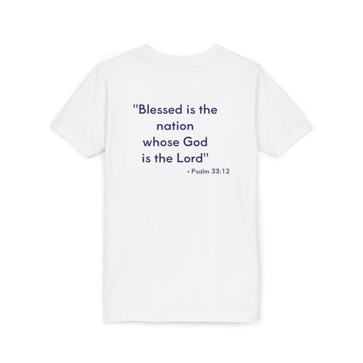 Youth Tee — Patriotic USA 250th Anniversary | "Blessed is the nation" (Psalm 33:12)