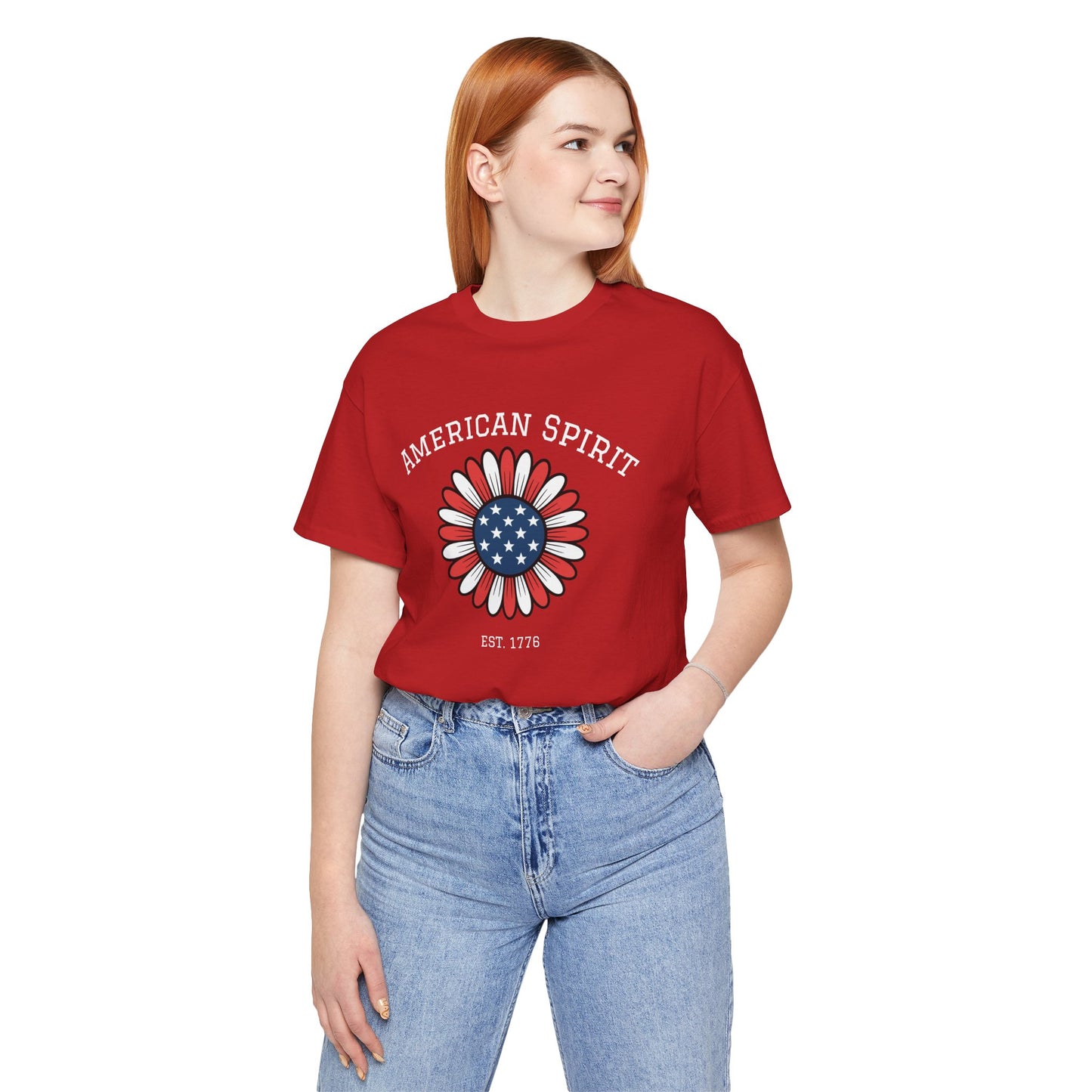 American Spirit T-Shirt — Patriotic Daisy Graphic Tee (Est. 1776)