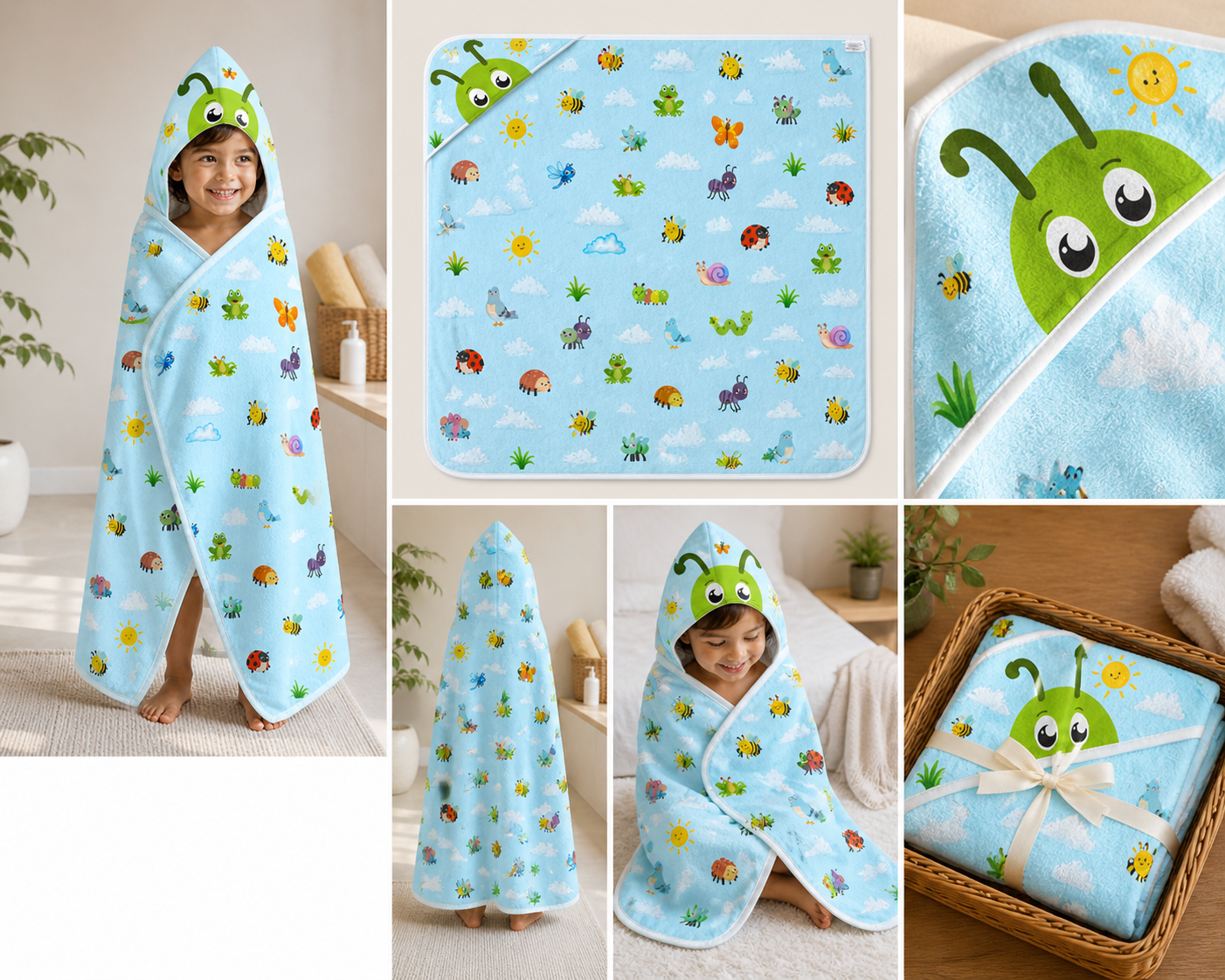 Frog Pattern Hooded Baby Towel | Christian verse (Psalm 150:6)