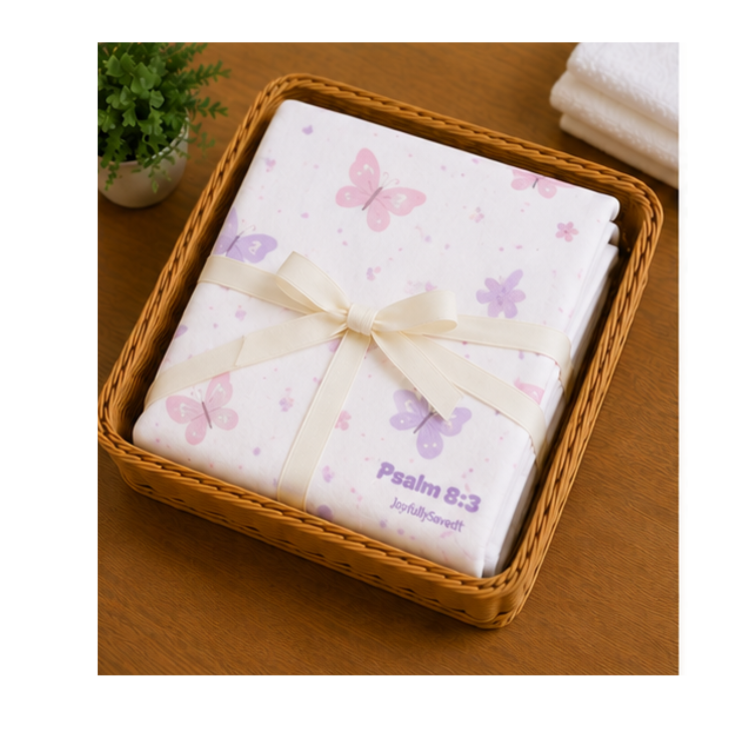 Butterfly Hooded Baby Towel | Christian  (Psalm 150:6)