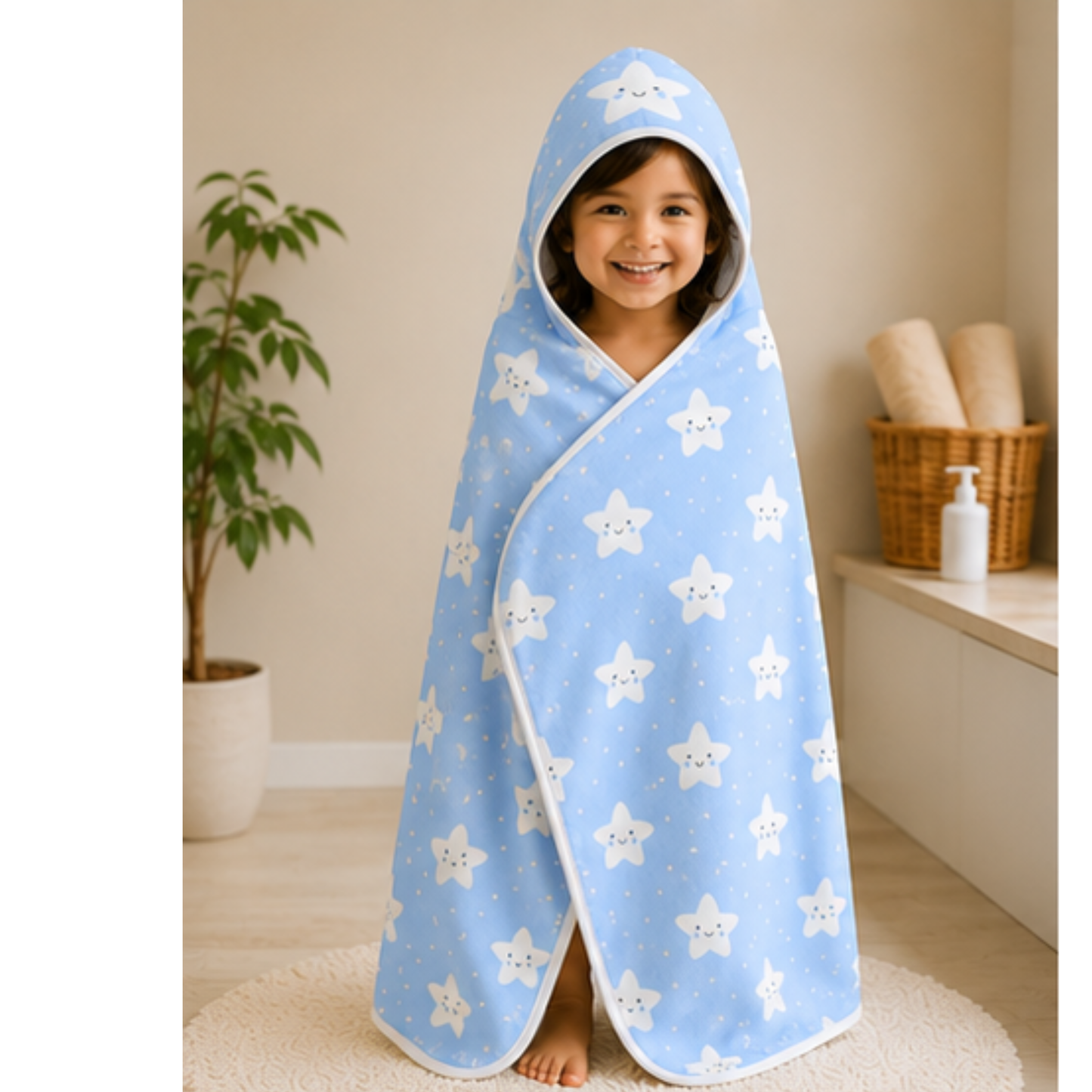 Stars Hooded Baby Towel | Christian verse (Psalm 8:3)
