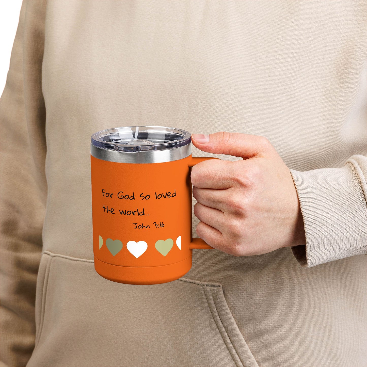 John 3:16 Heart Travel Mug — 15oz Christian Scripture Tumbler