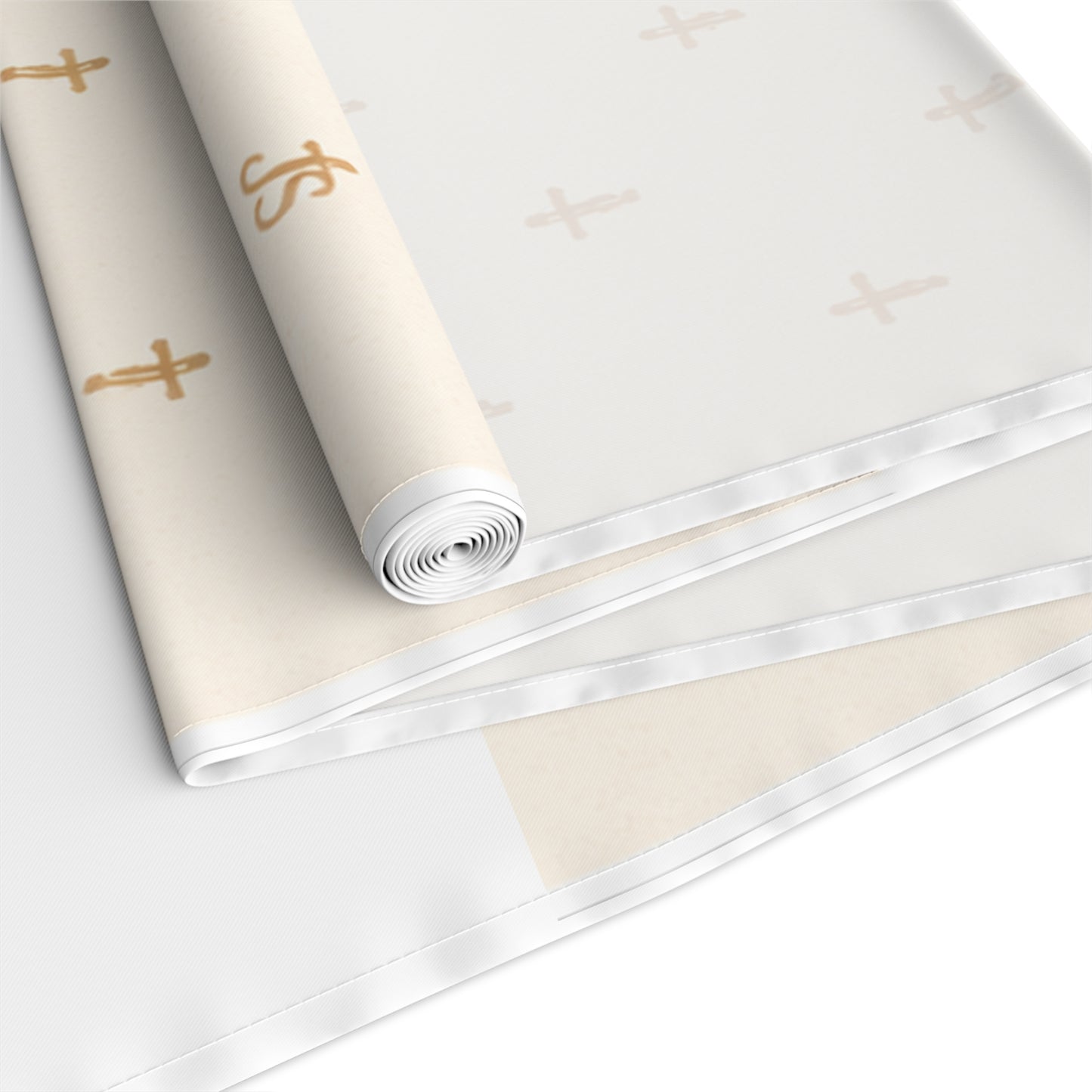 Signature Cross Table Runner, Cream — JoyfullySaved Faith-Inspired Cotton/Poly Decor