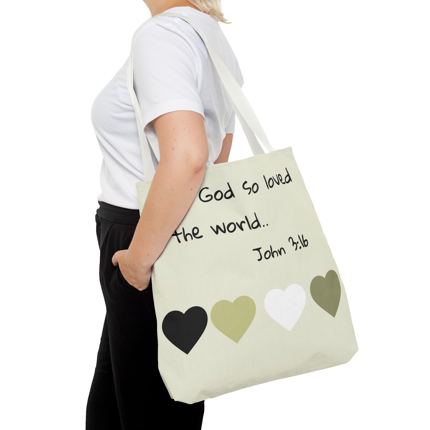 John 3:16 Scripture Tote Bag — "For God so loved the world" Religious Canvas Tote