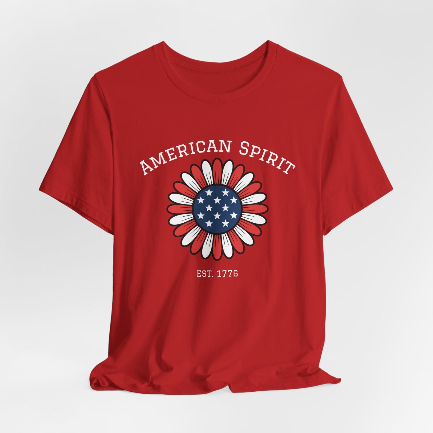 American Spirit T-Shirt — Patriotic Daisy Graphic Tee (Est. 1776)