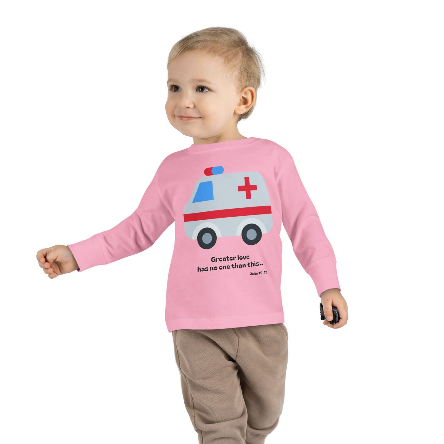 Christian Toddler Long Sleeve Tee — Ambulance Kids Shirt (John 15:13)