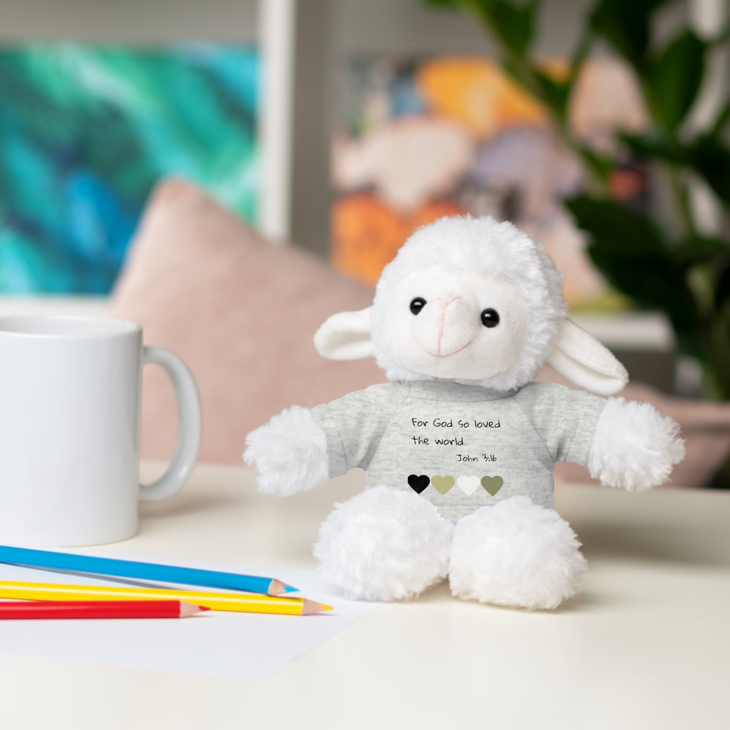 Christan Plush Toy, John 3:16  — Stuffed Animal with 'I Am a Child of God' T‑Shirt