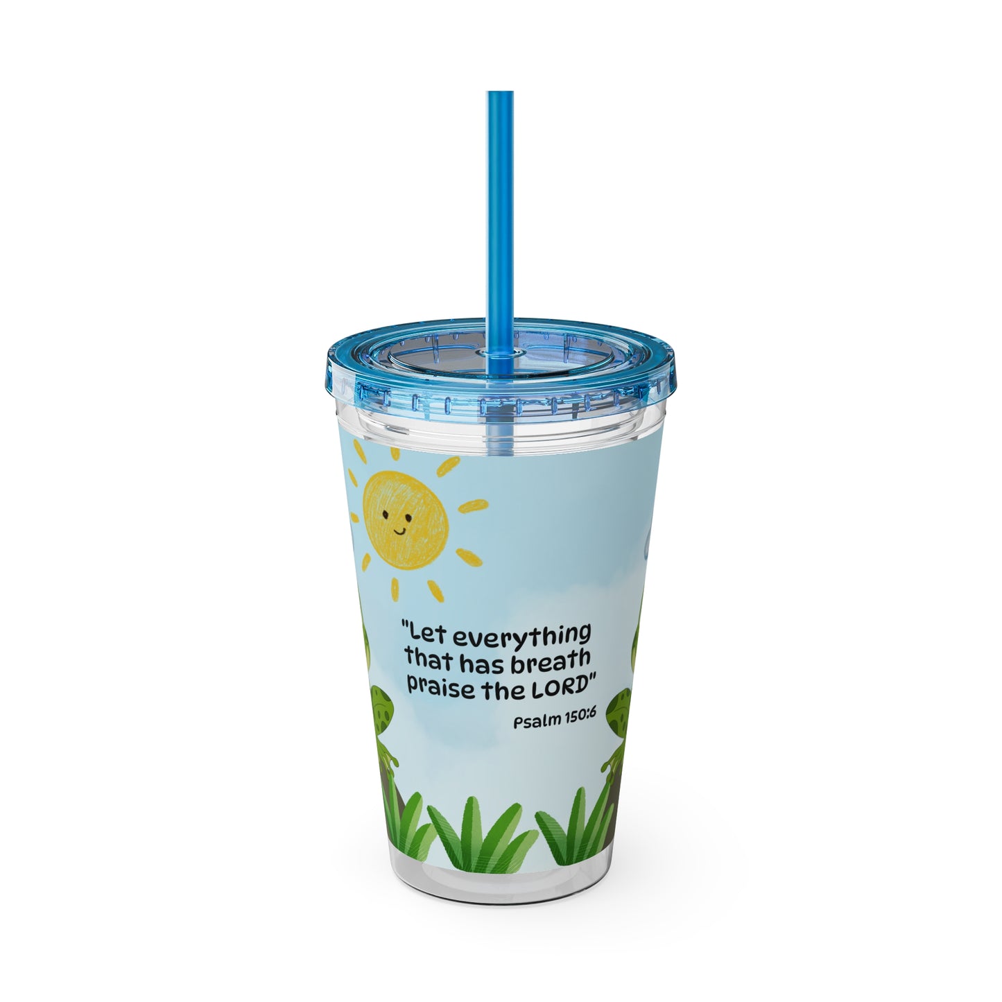 Frog 16oz Tumbler with Straw — Christian Cup (Psalm 150:6)