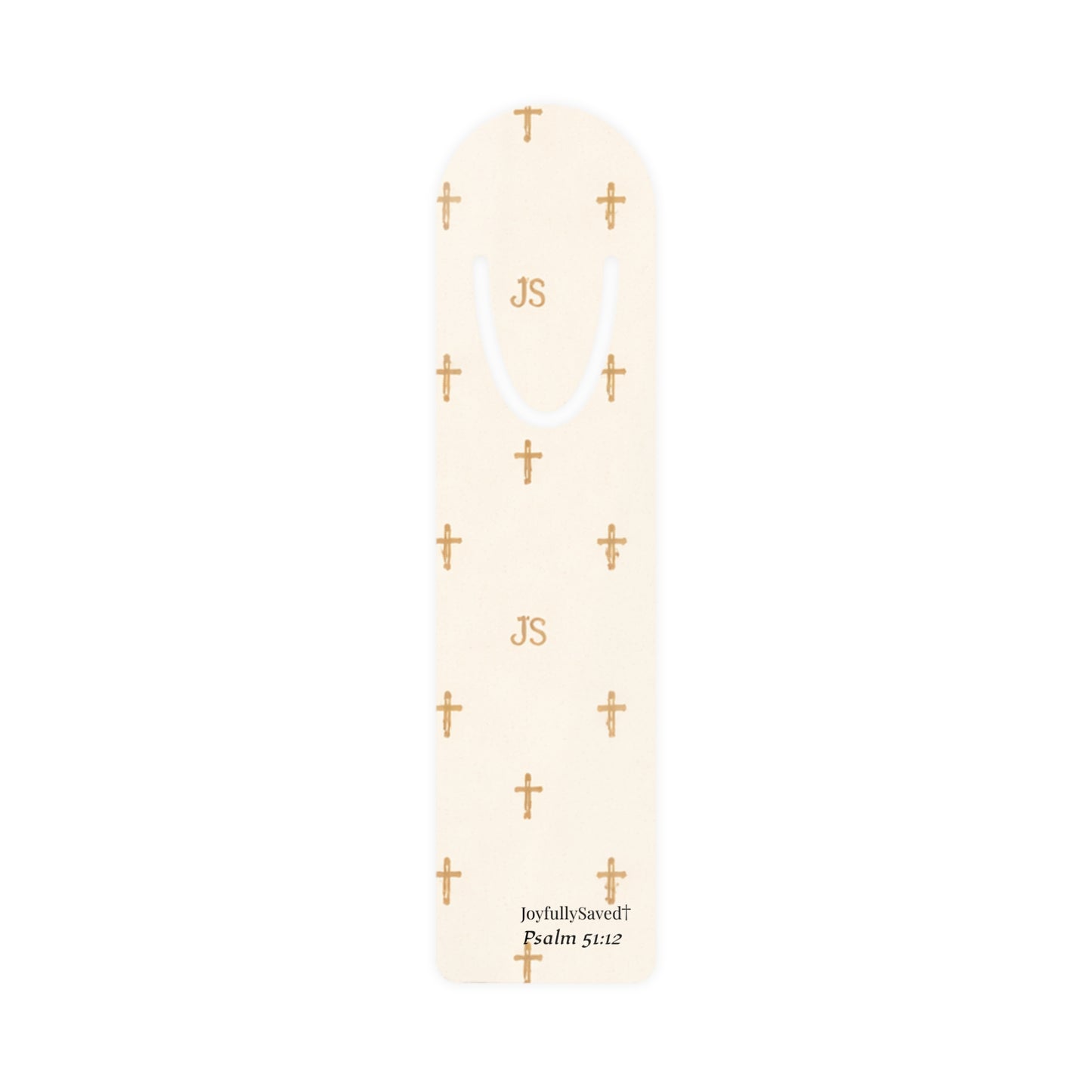 Joyfully Saved Signature Cross Bookmark — Cream Christian Bookmark