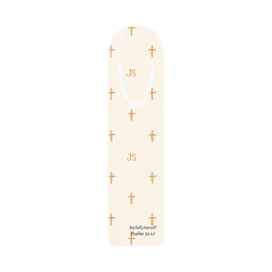 Joyfully Saved Signature Cross Bookmark — Cream Christian Bookmark
