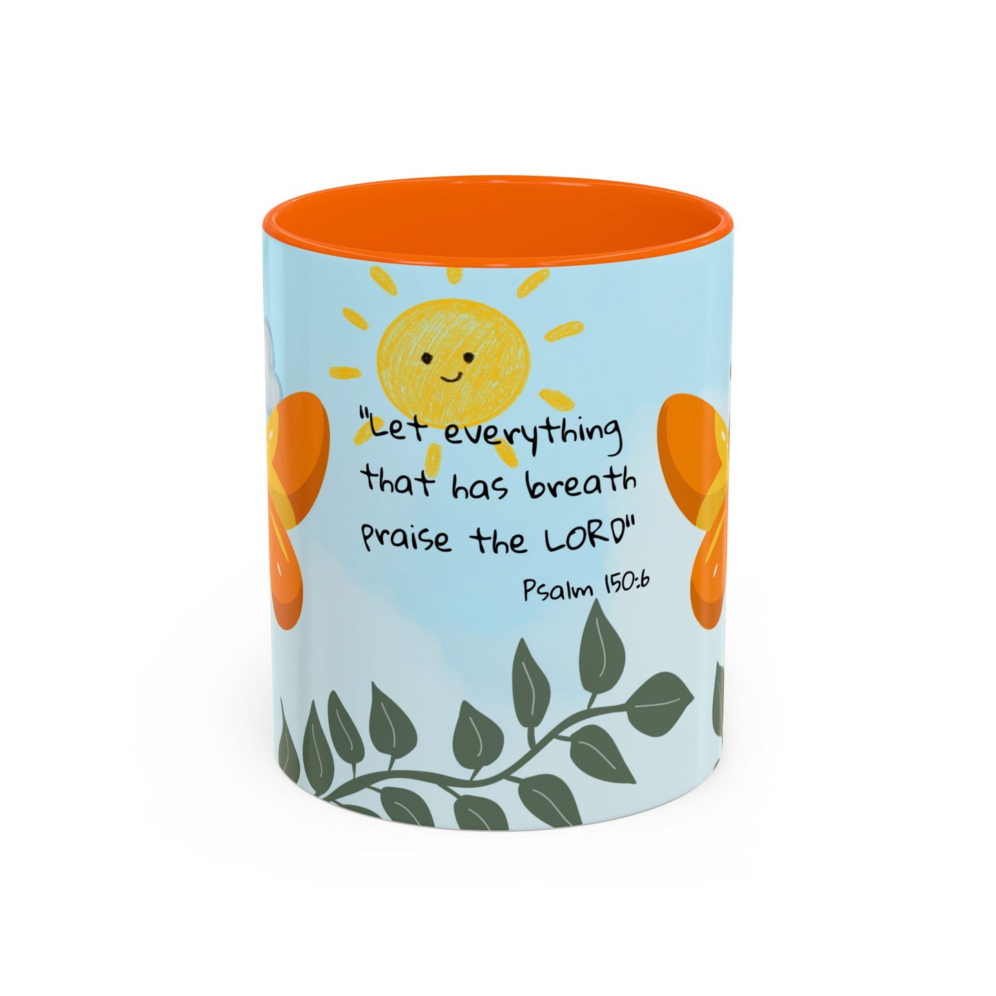 Butterfly Coffee Mug — Christian Ceramic Mug (Psalm 150:6)