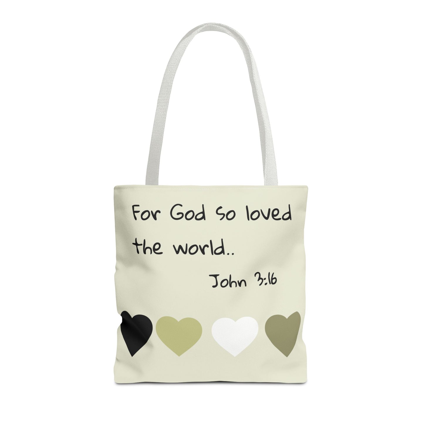 John 3:16 Scripture Tote Bag — "For God so loved the world" Religious Canvas Tote