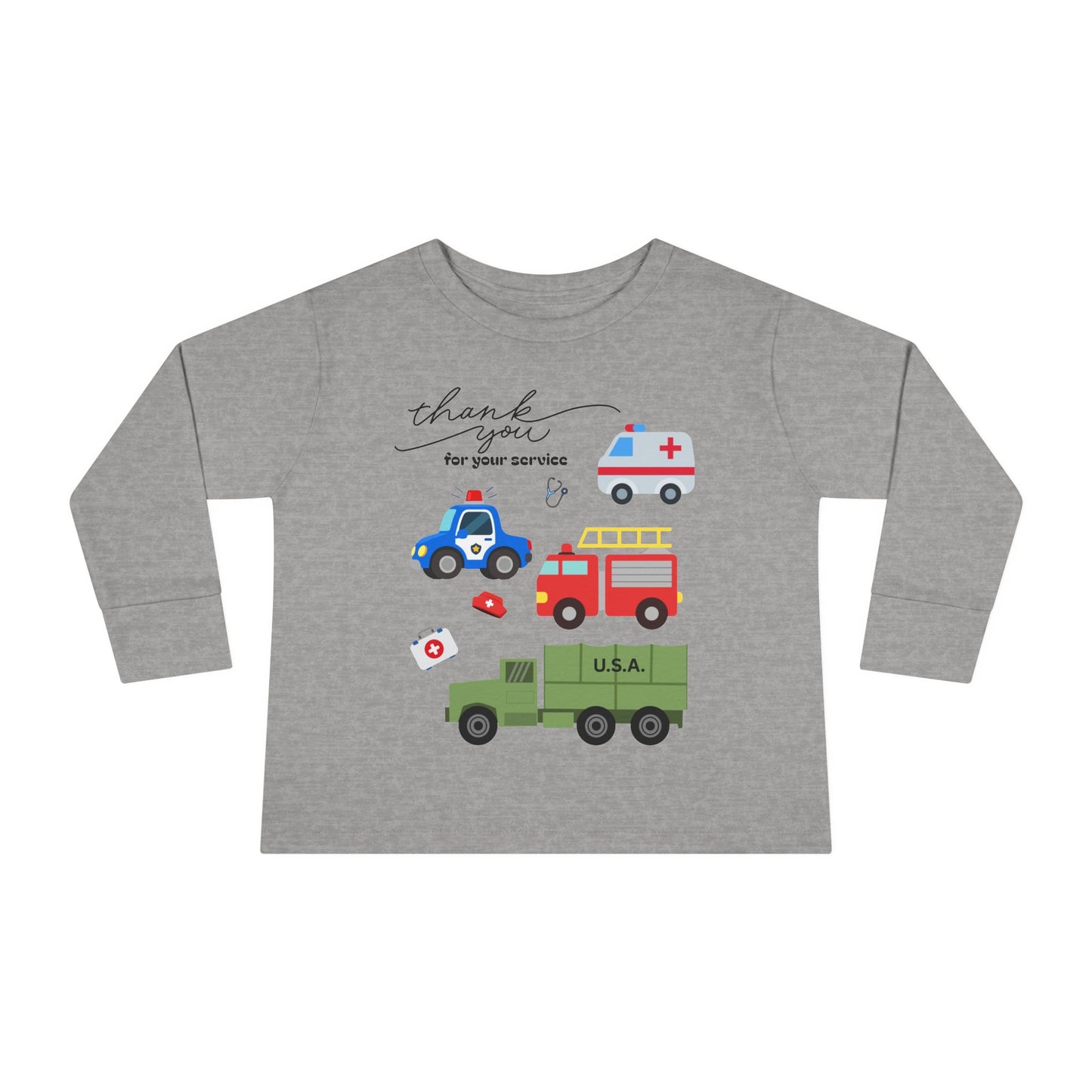 Christian Toddler Long Sleeve Tee — Hero Vehicles Kids Shirt (John 15:13)