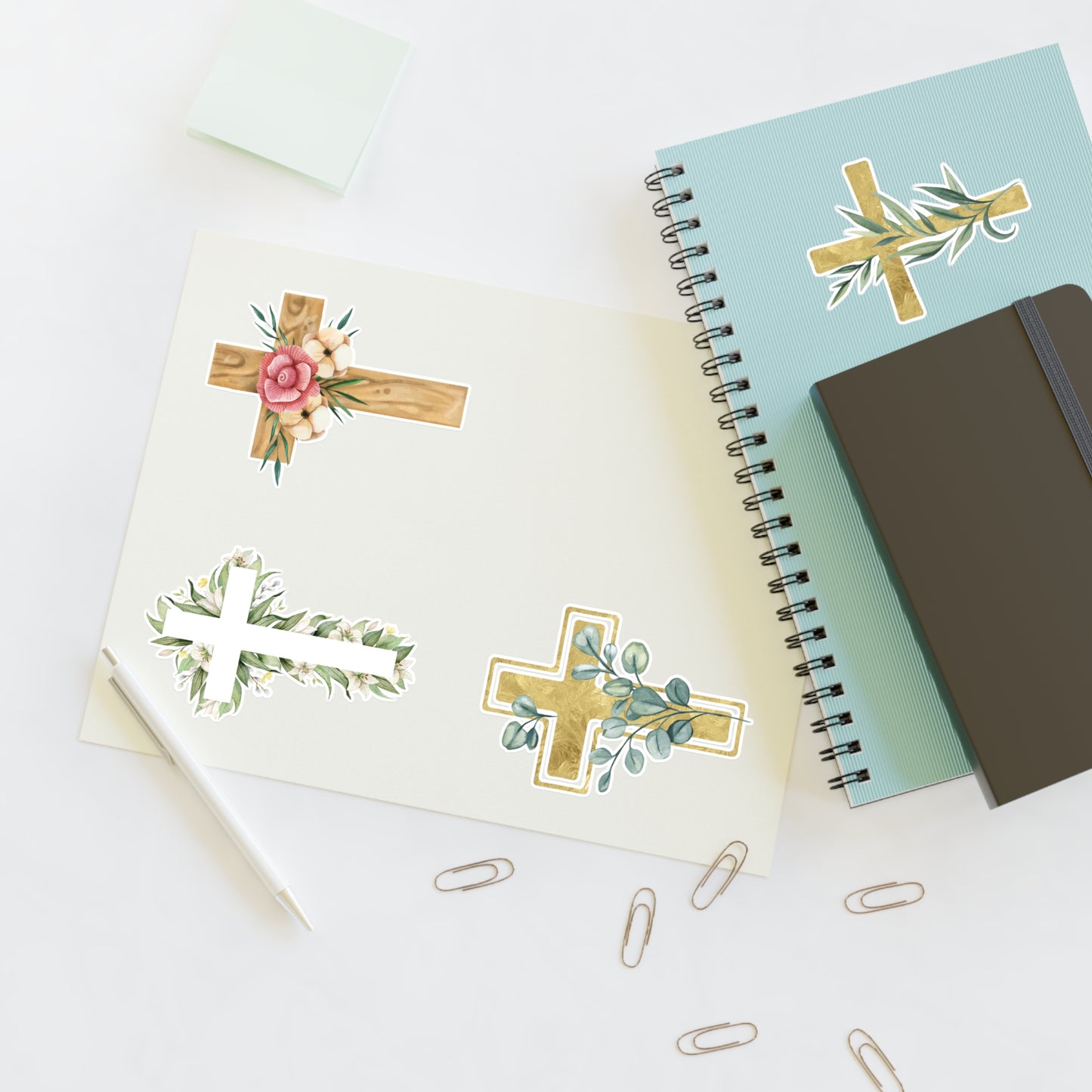 Christian Crosses Sticker Sheet — 4 Religious Faith Stickers
