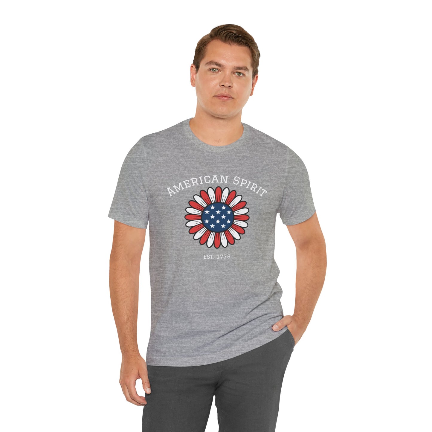 American Spirit T-Shirt — Patriotic Daisy Graphic Tee (Est. 1776)