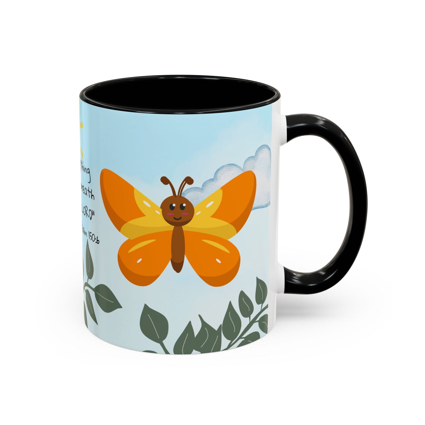 Butterfly Coffee Mug — Christian Ceramic Mug (Psalm 150:6)