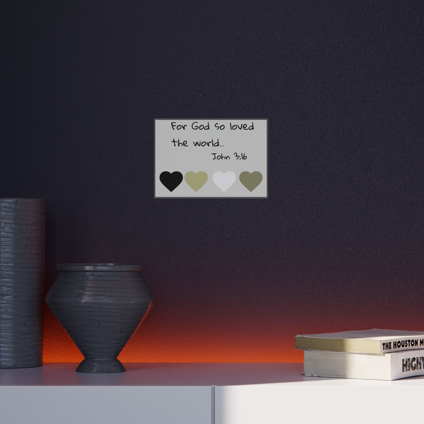 Foam Board — "For God So Loved the World" John 3:16 Christian Wall Art (Hearts Accent)