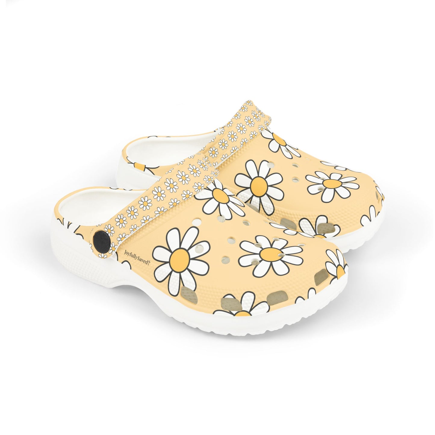 Kids EVA Foam Clogs  with Charms— Daisy Pattern Christian Slip-Ons